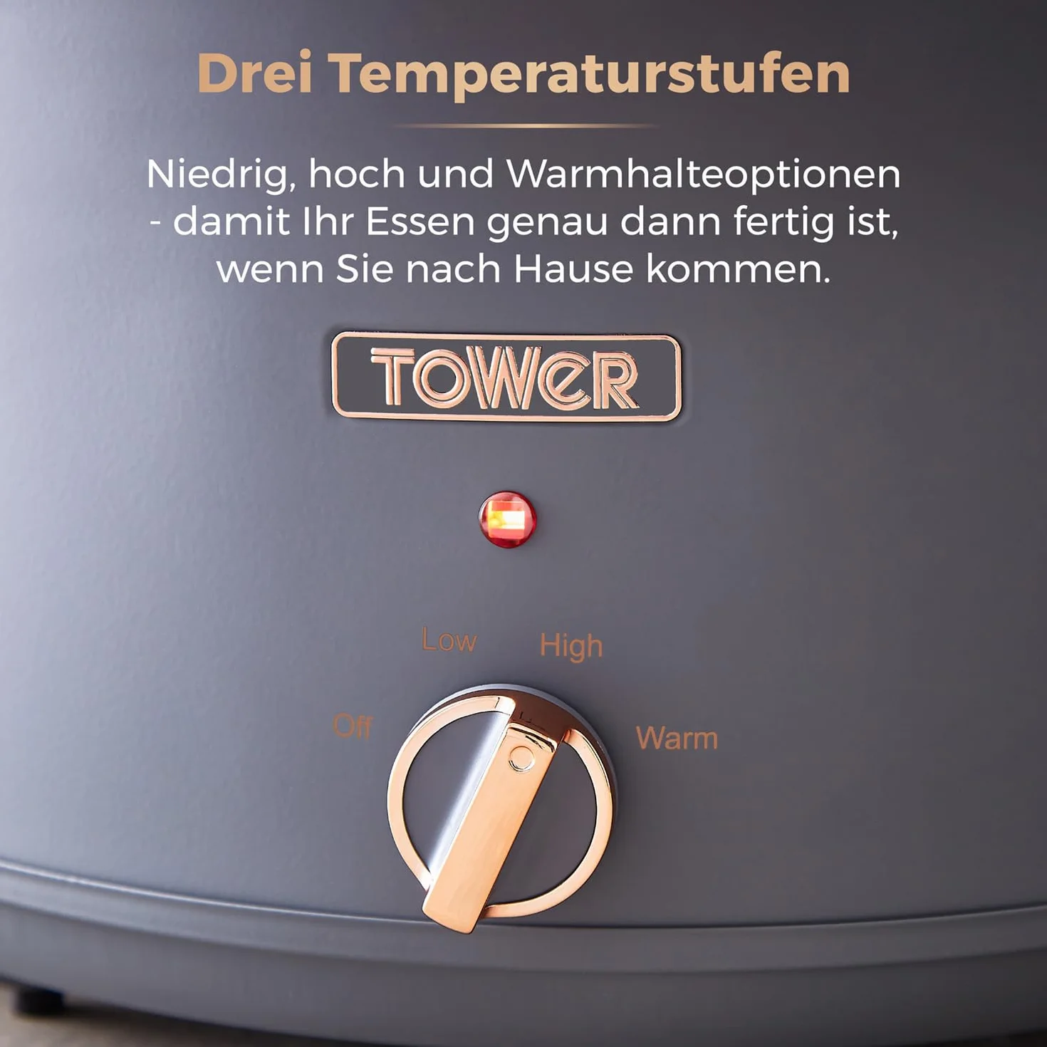 Tower T16043GRY Wolnowar 6,5 l 3 ustawienia ciepła Uchwyty Cool Touch Szary Różowe Złoto