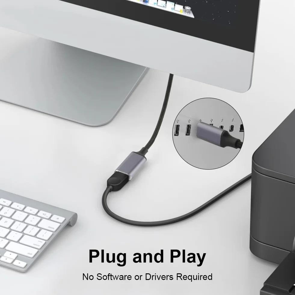 AXFEE Adapter USB C na USB 3.0, 2M USB typ C męski na żeński kabel OTG, kompatybilny z iPhone 16 Pro Max/15 Pro Max, iPad Pro, MacBook Pro/Air, Galaxy S24/S23 Ultra, Hua-wei