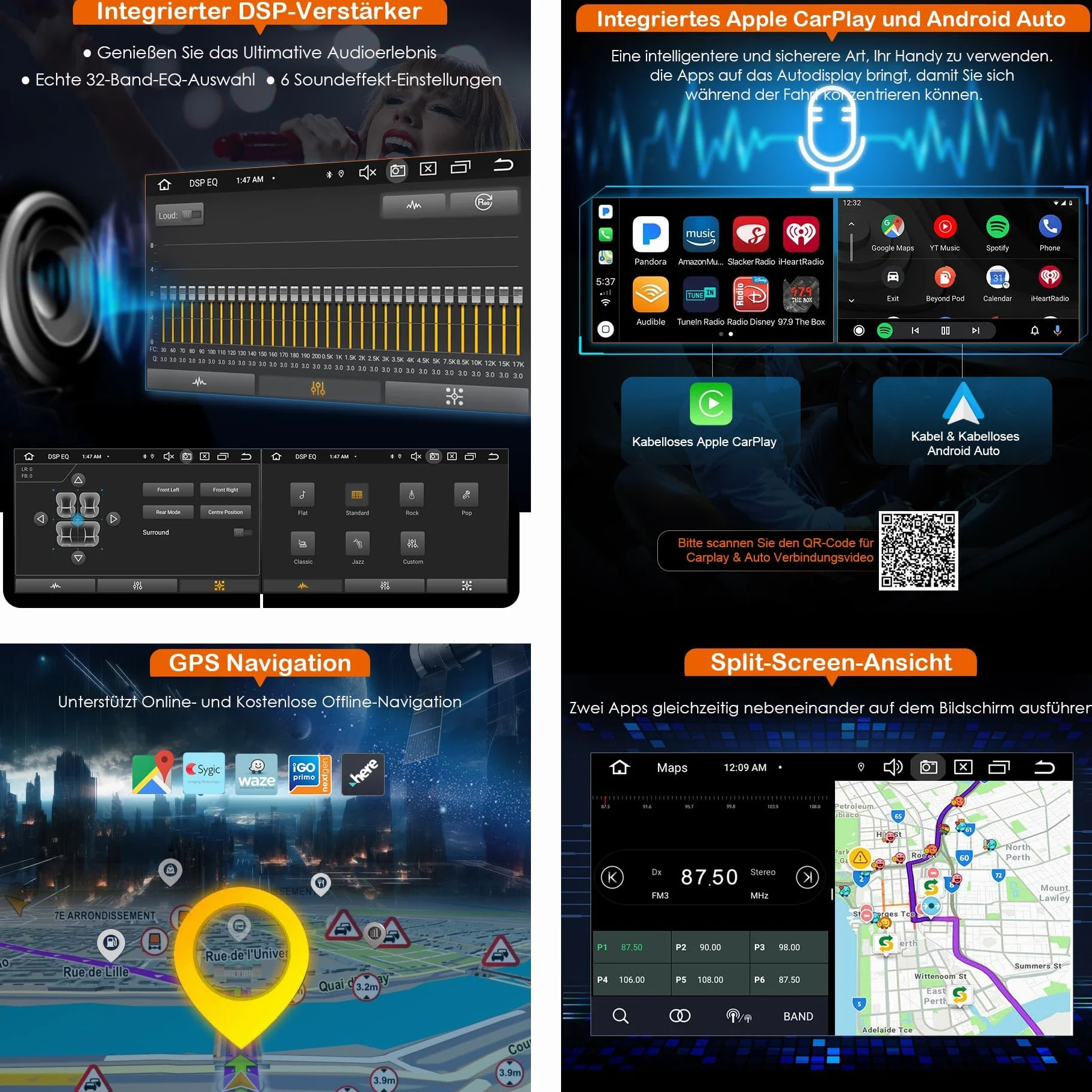 Erisin 8-rdzeniowy 4 GB 64 GB Android 14 radio samochodowe z nawigacją GPS do Skoda Octavia Superb Fabia Combi Roomster Yeti CarPlay 9-calowy ekran dotykowy WiFi DSP DAB+ SWC Canbus