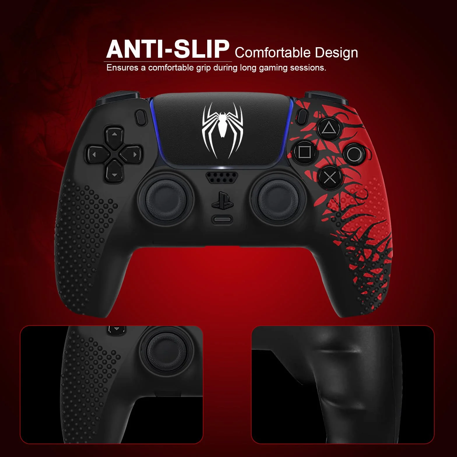 Antypoślizgowa silikonowa osłona do kontrolera PS5, akcesoria do kontrolera PS5, miękka osłona ochronna do kontrolera Playstation 5 z naklejkami na panel dotykowy