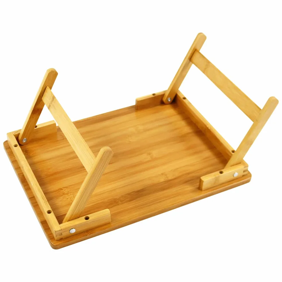 WKWKER 100% Bambusowy Stolik Na Laptopa Do łóżka Do łóżka śniadaniowego Ze Składanymi Nogami Przenośny Stolik Na Komputer Do Pisania Przekąsek (Naturalny)