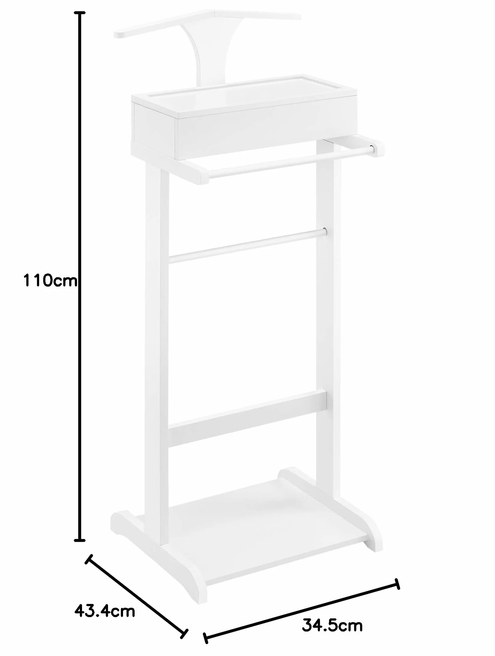 Wieszak na ubrania biały 43,5 x 34,5 x 110 cm MDF drewno sosnowe z kieszenią