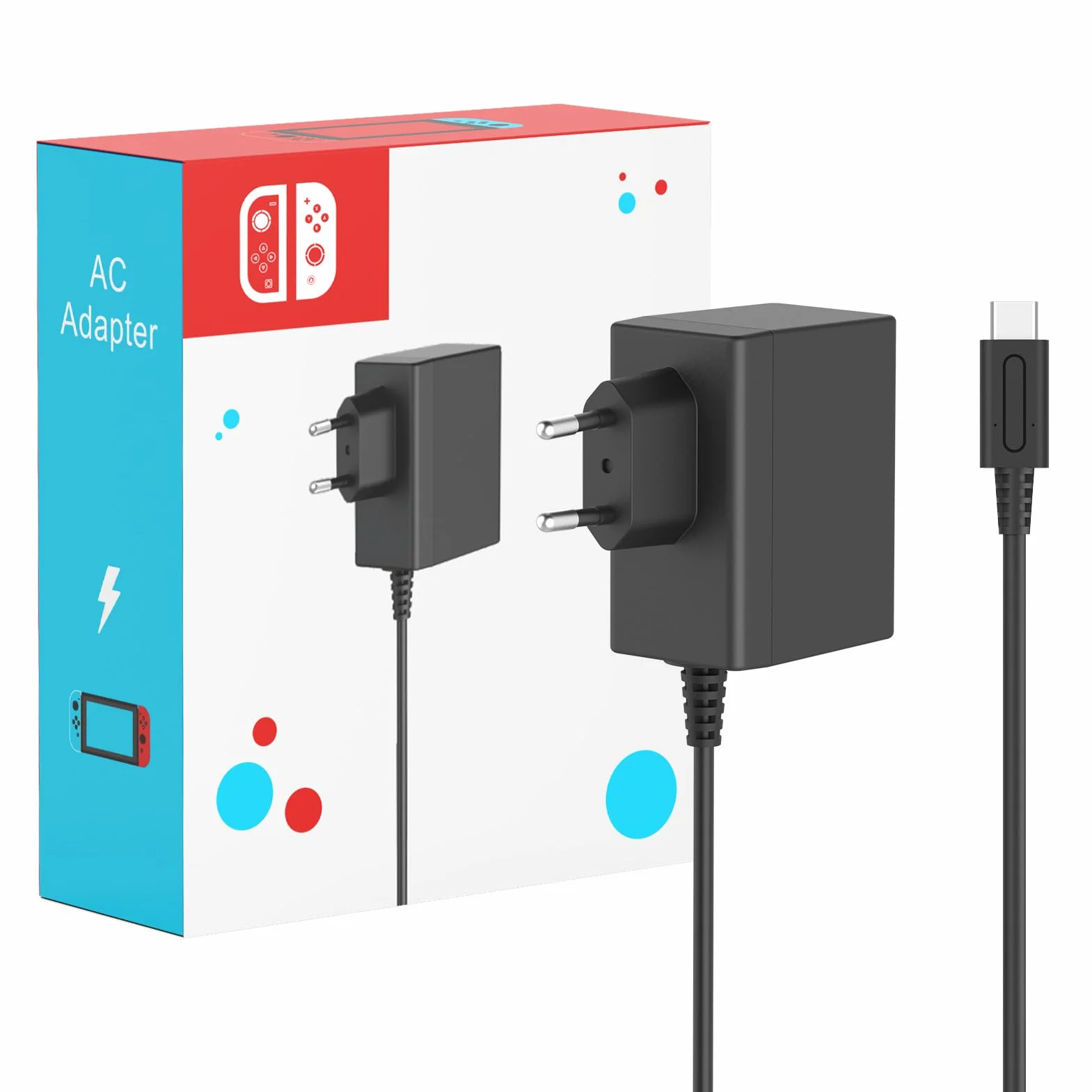 Ładowarka do konsoli Switch 45W 15V/2.6A z kablem 1.5m/5ft do konsoli Switch/Switch Lite/Switch OLED/Switch Deck Dock/Switch Pro Controller, obsługa trybu TV