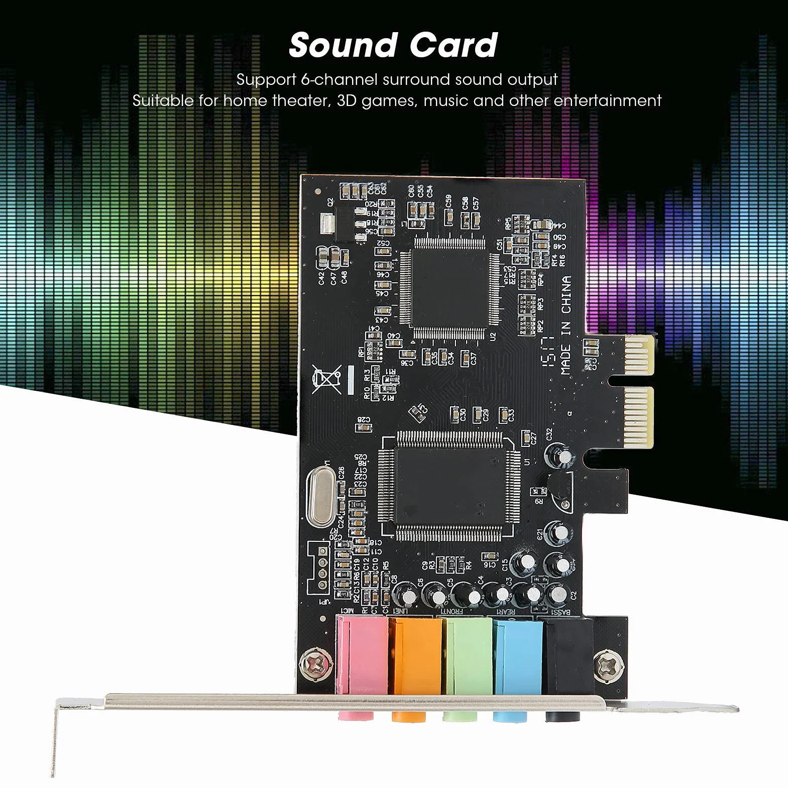Karta Dźwiękowa PCIe, Wewnętrzna Karta Dźwiękowa 5.1 dla PC 7/Vista/XP 32/64-bit z Uchwytem Niskoprofilowym, Karta Dźwiękowa 3D Stereo PCI-e