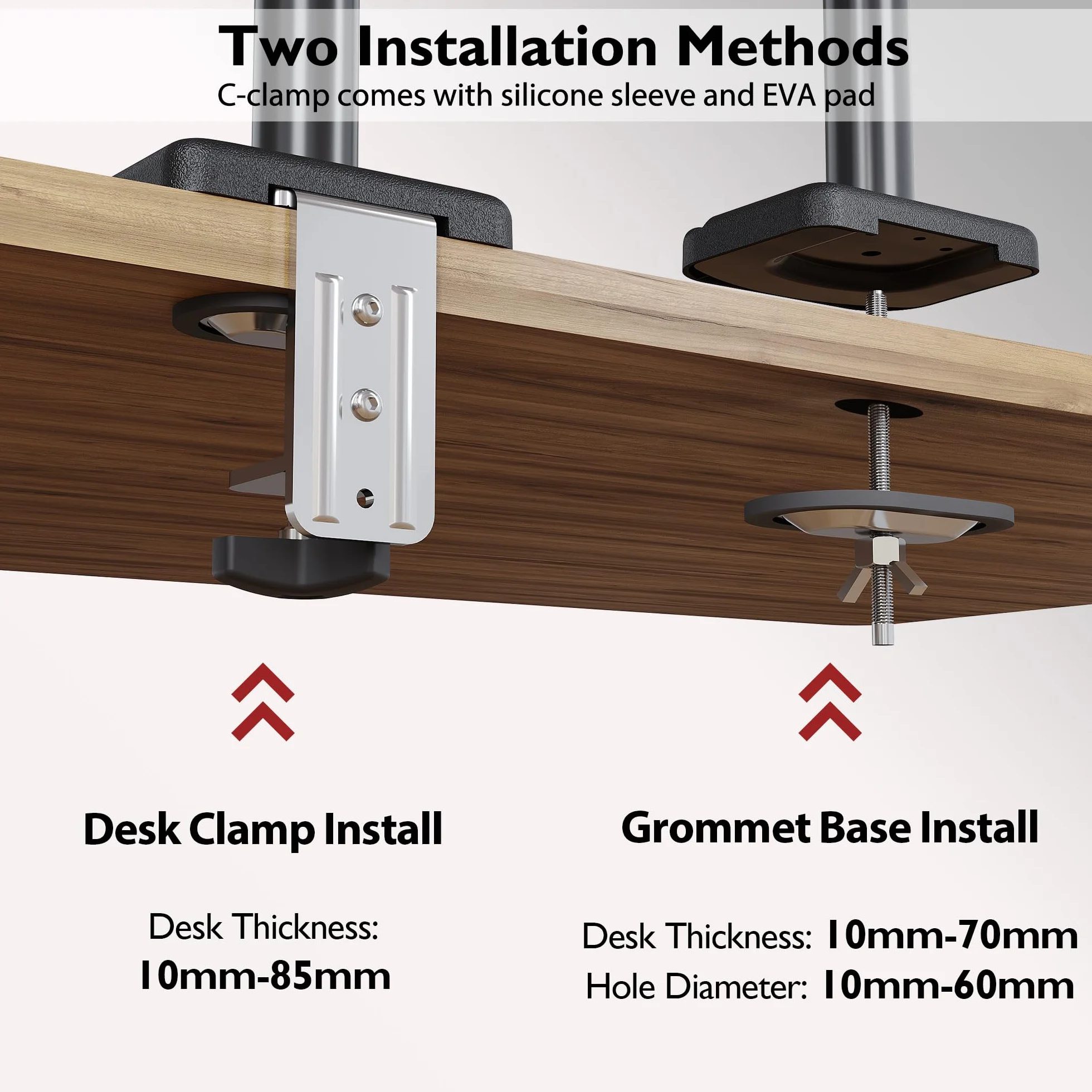 BONTEC Regulowany pojedynczy uchwyt do monitora 13–34 cale, ergonomiczny stojak z ramieniem na sprężynie gazowej i słupkiem, udźwig 9 kg, VESA 75x75mm i 100x100mm