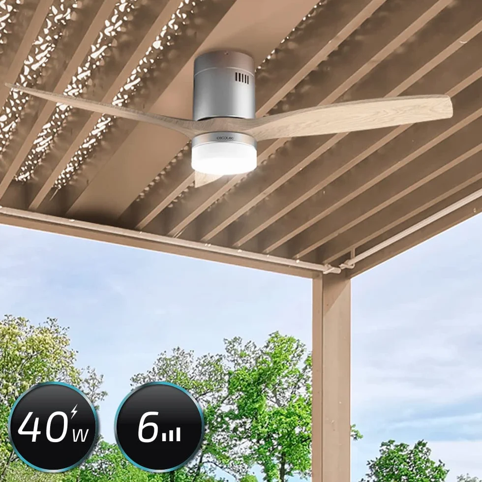 Cecotec EnergySilence Aero 5600 Steel Aqua Connected wentylator sufitowy ze światłem i Wi-Fi 40W 52" IP44