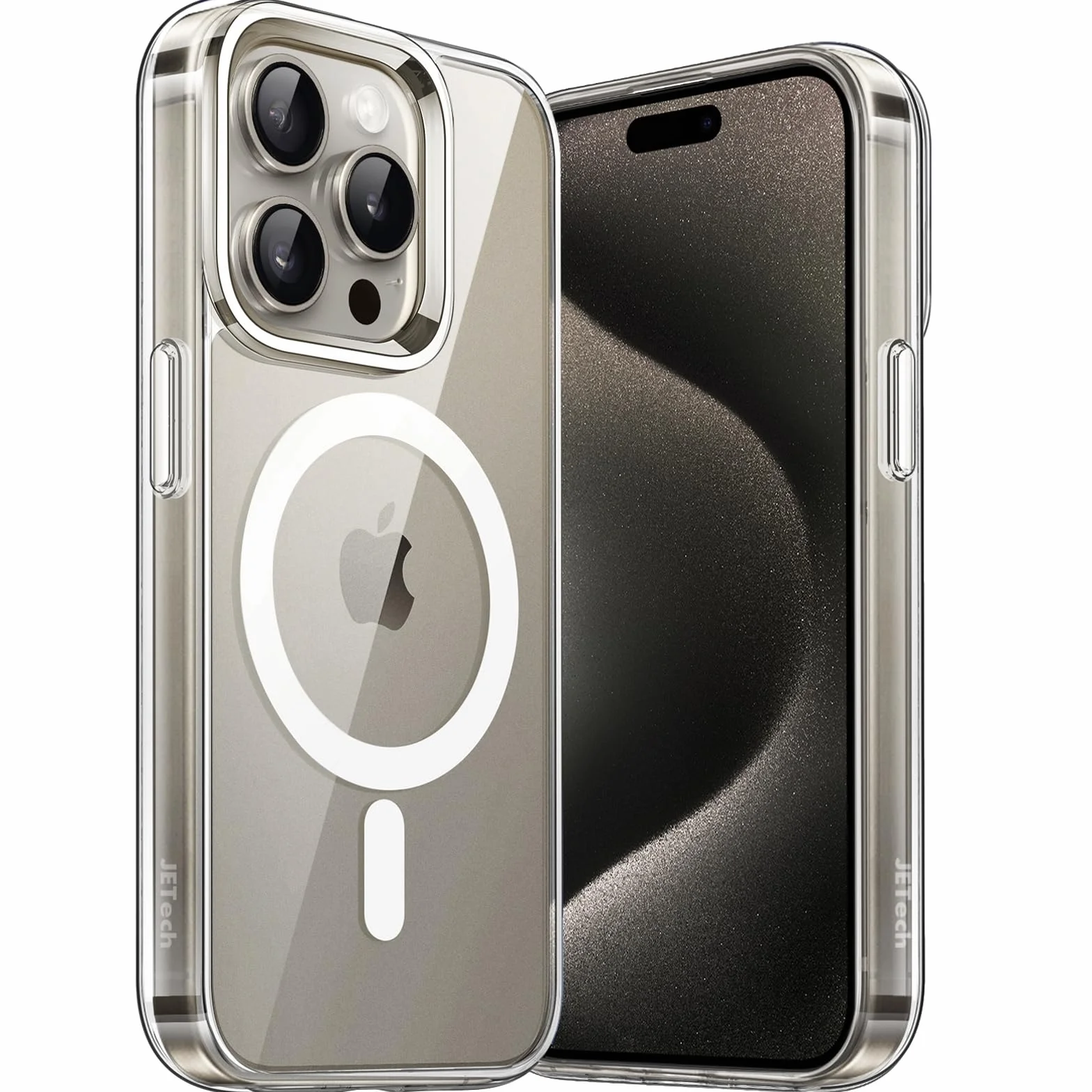 JETech Magnetyczna Etui dla iPhone 15 Pro Max 6,7 Cala Kompatybilny z MagSafe Bezprzewodowy Ładowanie, Odporny Wstrząsy Case, Przezroczysty, Odporny Zarysowania (Przezroczyste)