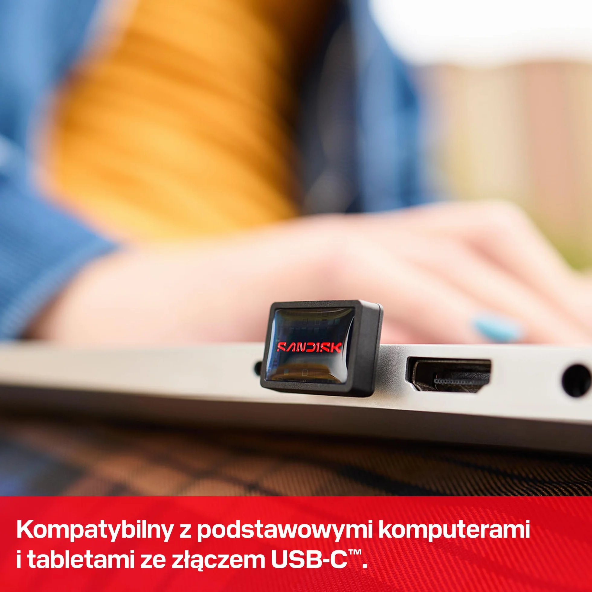 SANDISK Extreme Fit USB-C Dysk flash 256 GB (Prędkości odczytu do 400 MB/s, pamięć masowa typu plug-and-stay, aplikacji SANDISK Memory Zone)