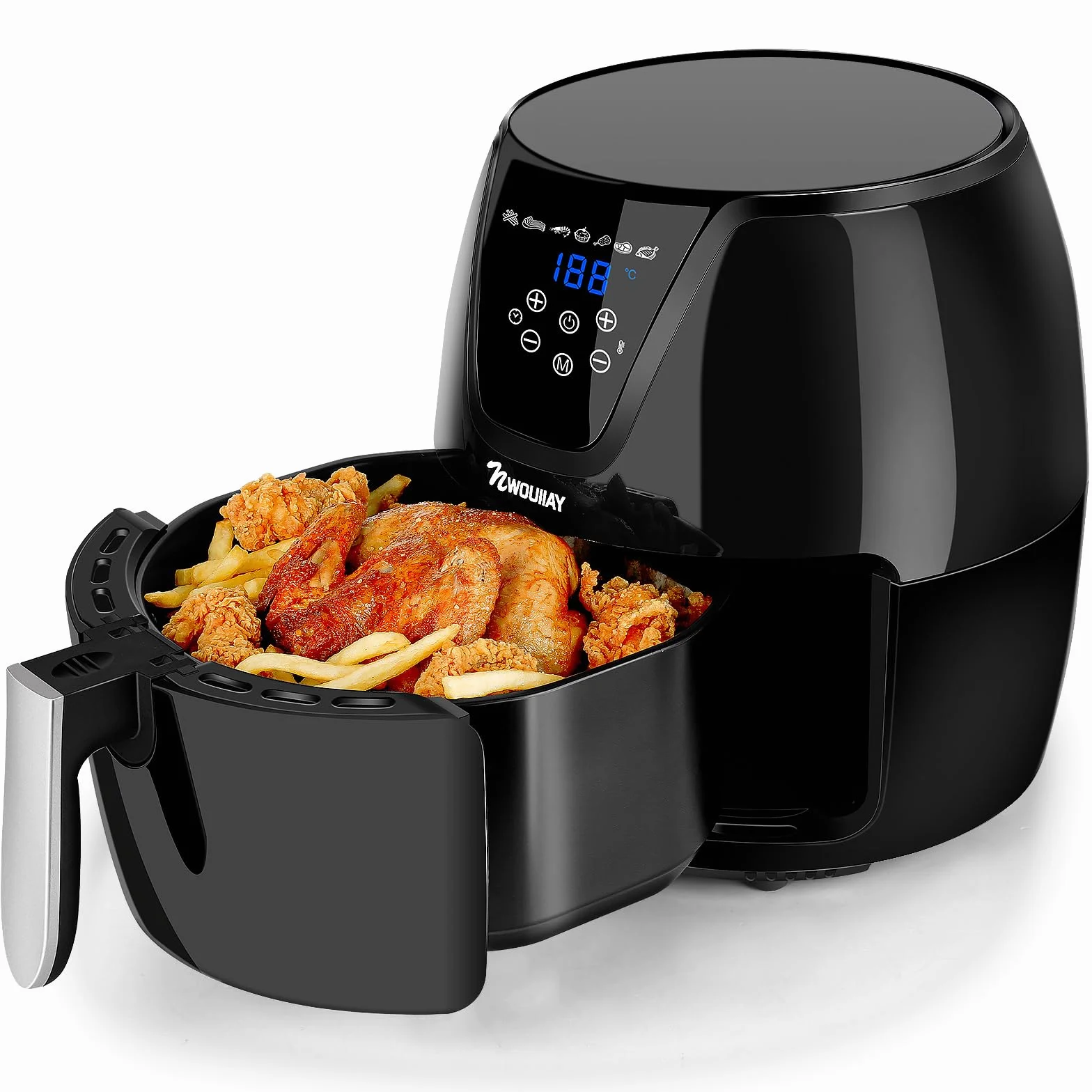 Frytownica na gorące powietrze 1800 W, cyfrowy ekran dotykowy LED, 5,5 l, 7 programów