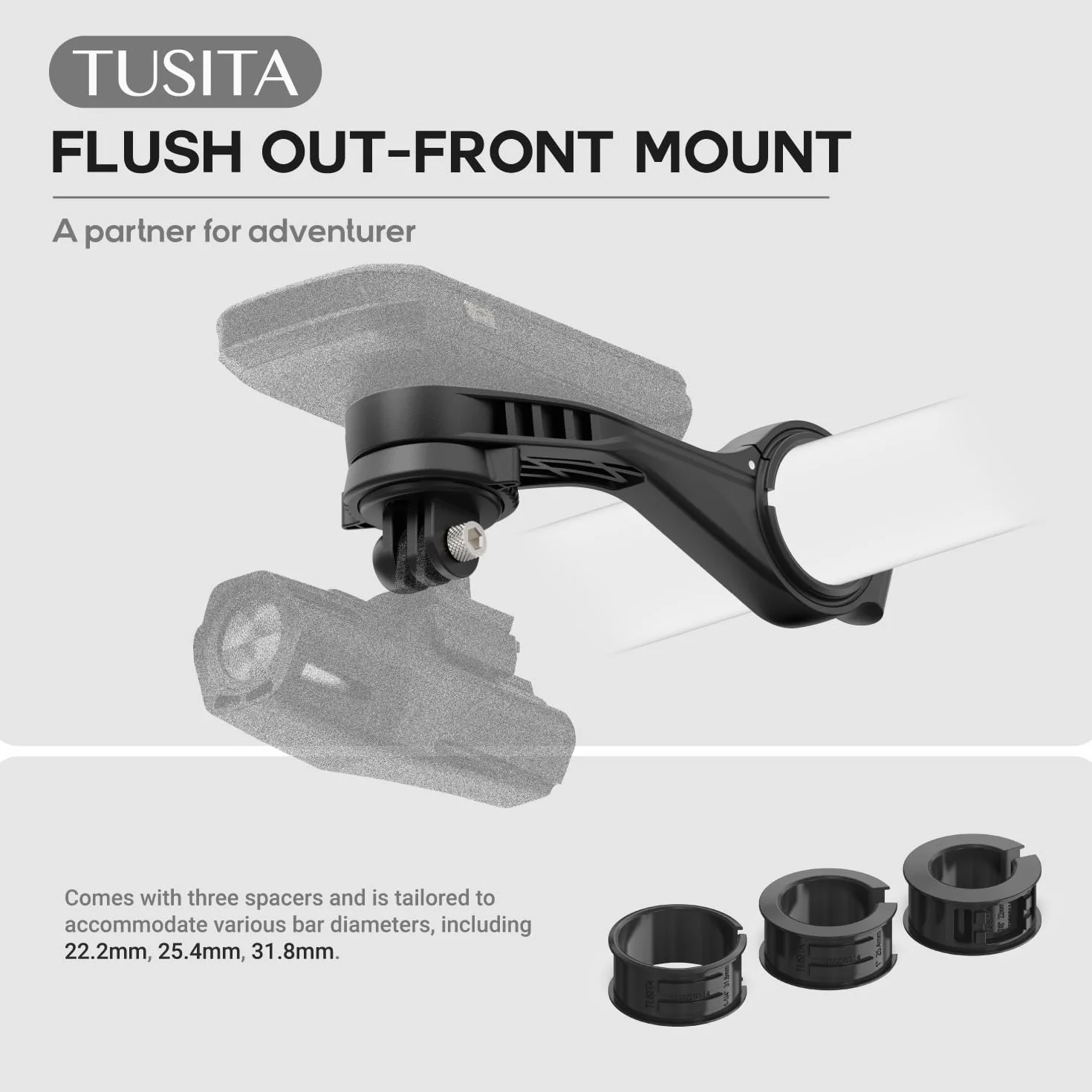 TUSITA Przedni Zlicowane Uchwyt Kompatybilny z Garmin Edge GPS Komputer Rowerowym, Ćwierć Obrotu do Kołnierzem Ciernym Adapter do Mocowania