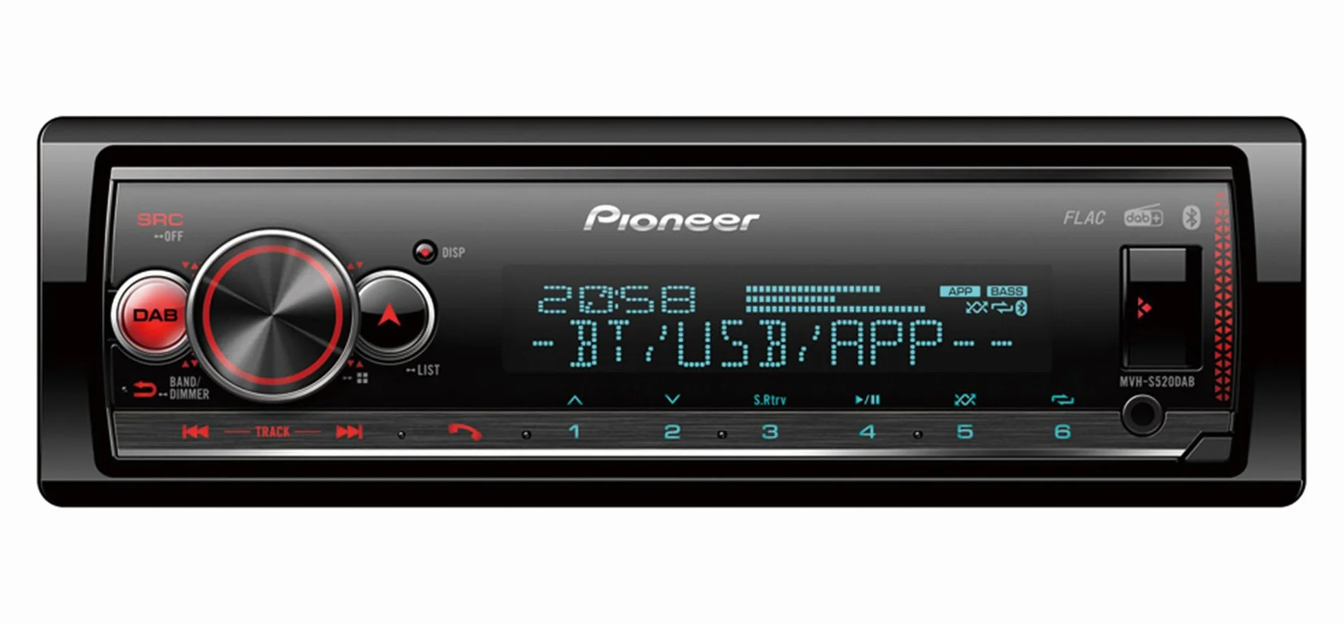 Pioneer MVH-S520DAB Radio Samochodowe, Czarno/Czerwony