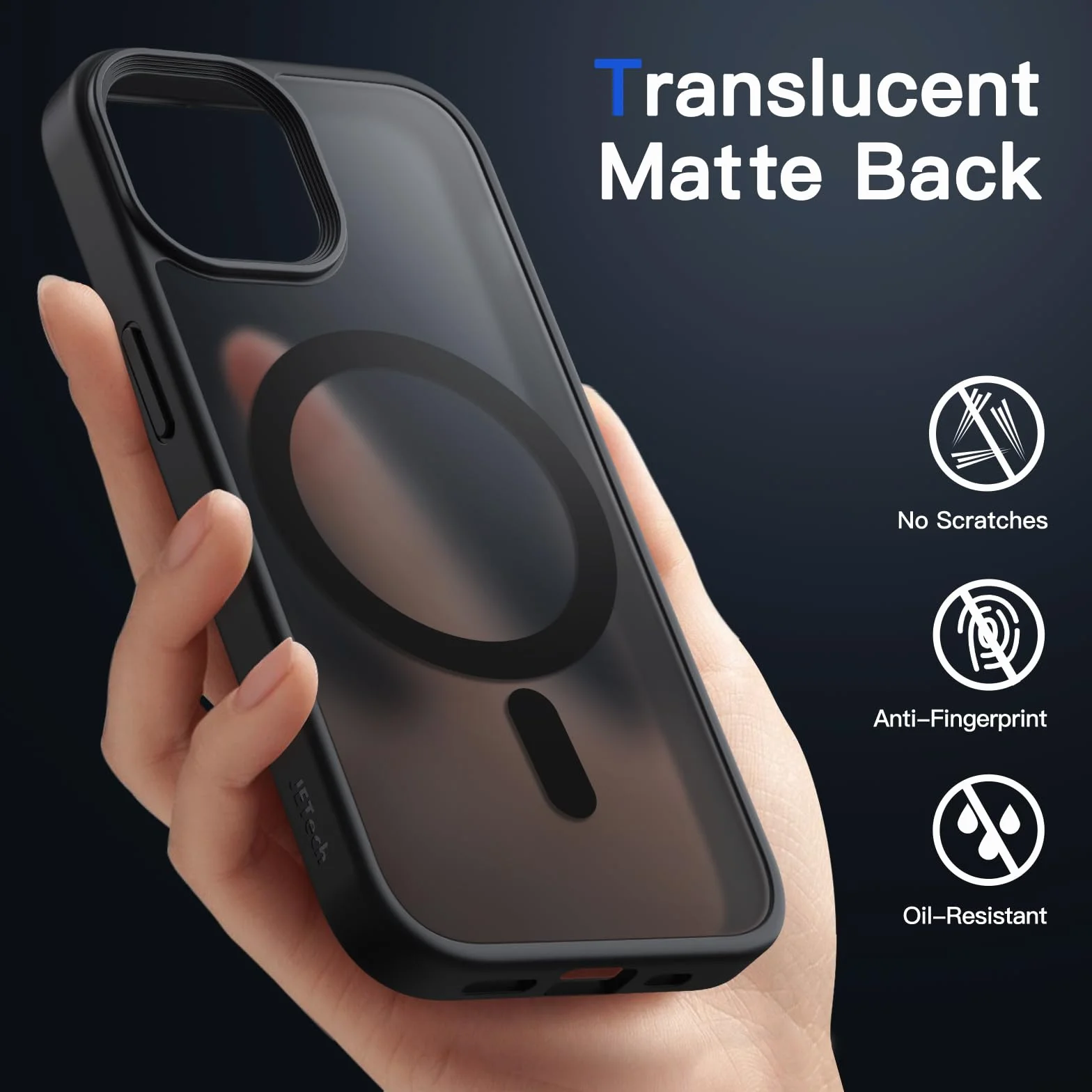 JETech Magnetyczna Etui dla iPhone 13 6,1 Cala Kompatybilny z MagSafe, Półprzezroczysta Matowe Tylna Szczupły Odporny na Wstrząsy Case (Czarny)