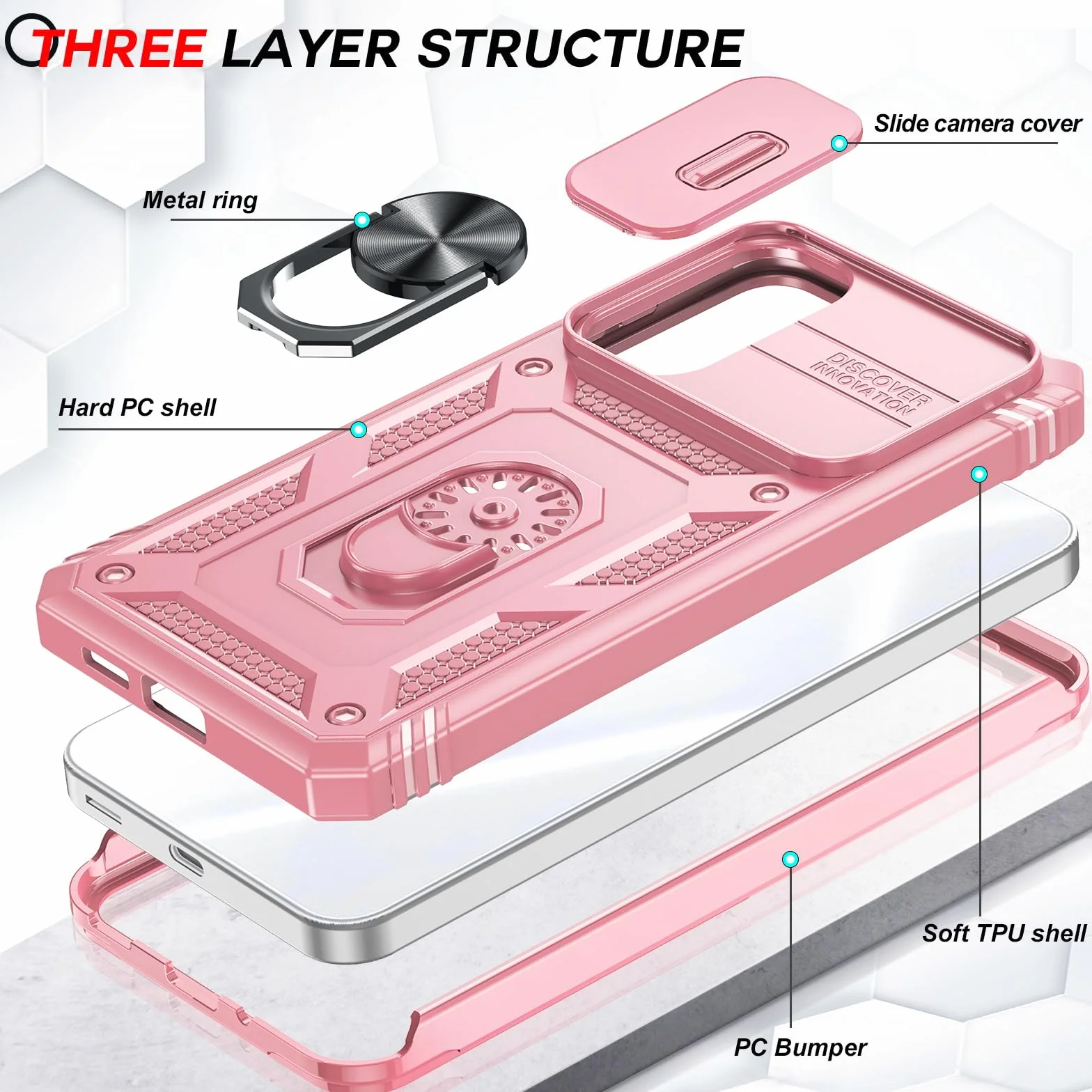 LeYi Etui do Samsung S25FE z 2 folią ze szkła hartowanego, etui do Samsung Galaxy S25 FE 5G z ochroną aparatu [Slidable] Odporny na wstrząsy pierścień 360° uchwyt TPU etui zderzak, różowe