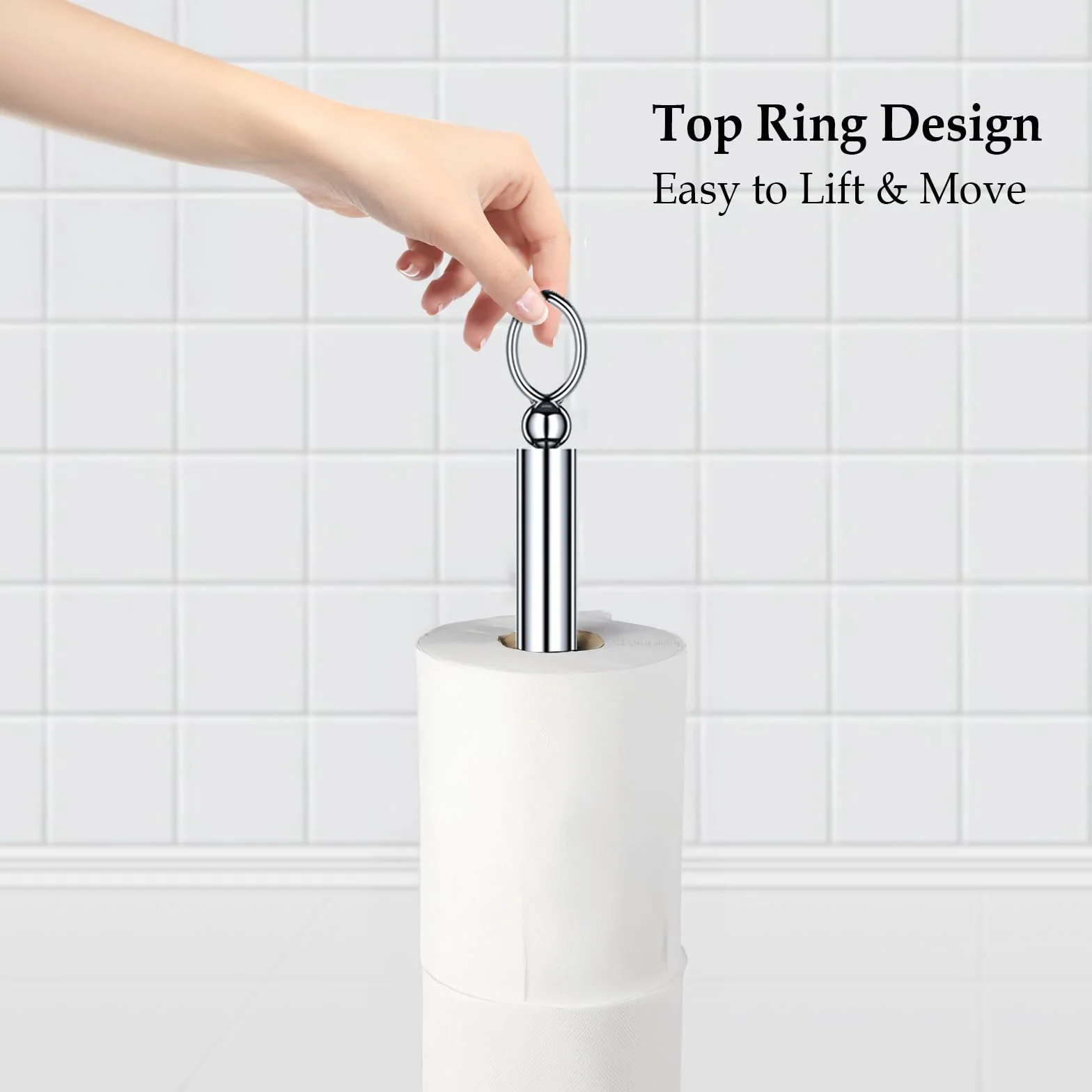 ROLABAM Heavy Weighted Toilet Paper Holder with Reserve Function Free Standing Chrome 22.5"