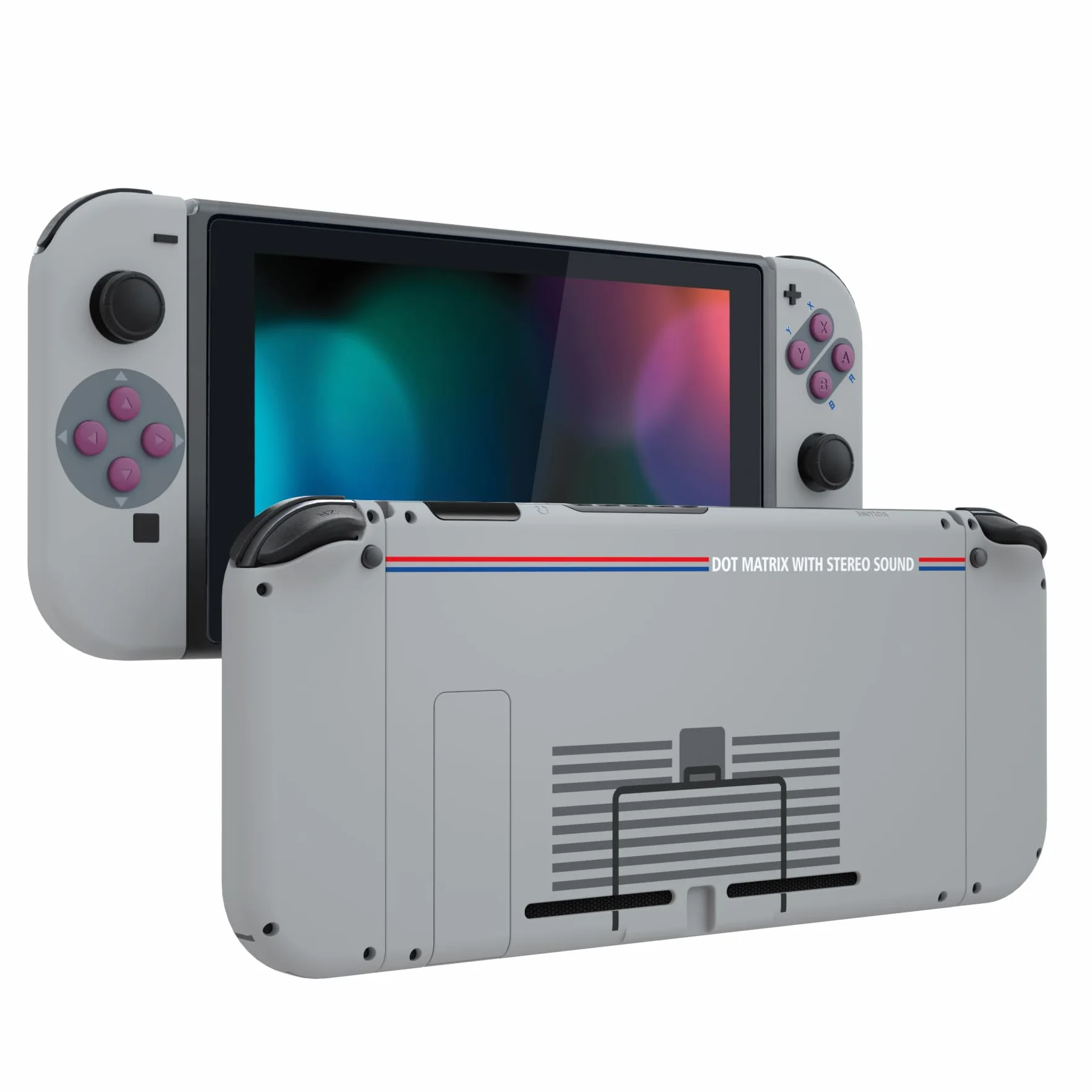 eXtremeRate Soft Touch Grip Płyta Tylna dla Nintendo Switch Konsoli, NS Joycon Handheld Controller Obudowa z Przyciskami, DIY Wymiana Shell dla Nintendo Switch - Klasyczny 1989 GB DMG-01