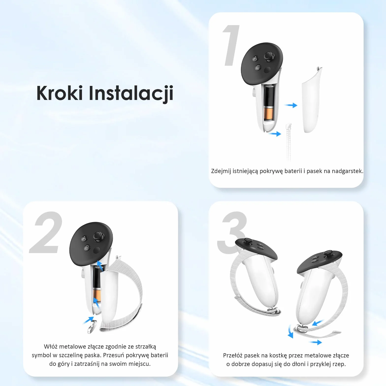 vr Antypoślizgowe Paski na Kontroler z Regulowanymi Paskami na Kostki do Quest 3S do Quest 3 Osłona Uchwytów Kontrolera do Quest 3S/3 Akcesoriów