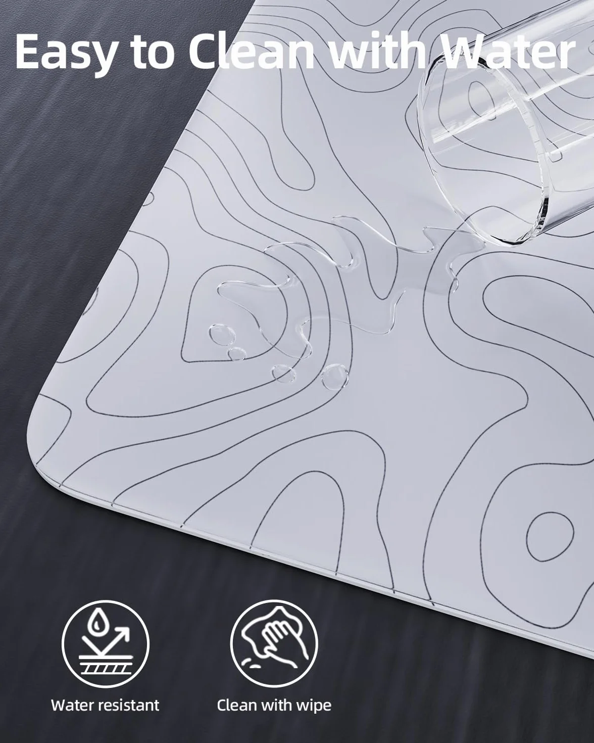 MAMBASNAKE x ATTACK SHARK CM05 Contour Glass Hard Gaming Mousepad,Nano-Micro-Etched Texture,Smooth Glass Surface,High Accuracy,Fast-Moving,Anti-Scratch, PU Leather Non-Slip Base, Large Size(450×400mm)