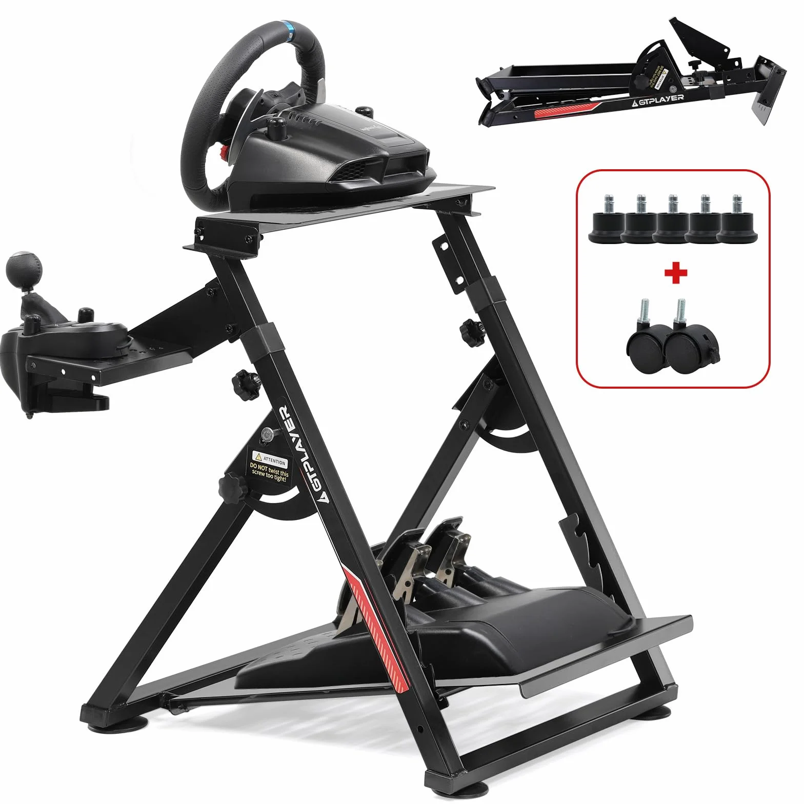 GTPLAYER Lenkradständer für Lenkrad Gaming Wheel Stand Racing Lenkradständer mit V1 V2 Schalthebelhalterung Neigungsverstellbares Gestell PS4 Xbox PC, Pro-Edition