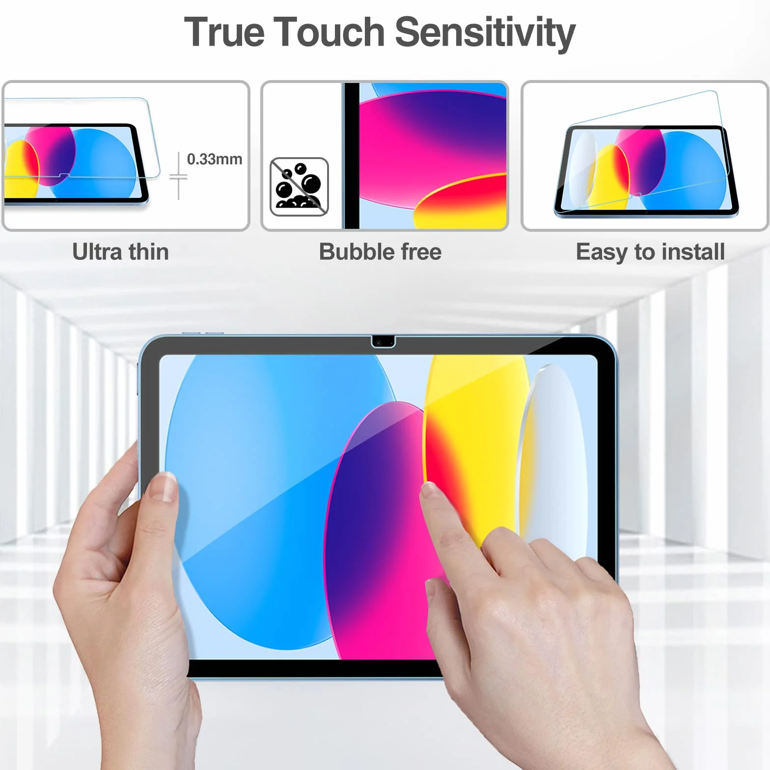 ProCase iPad 10 Generation 10,9 cala folia 2 sztuki, szkło hartowane iPad 10 (A2696 A2757 A2777) twardość 9H, odporna na zarysowania