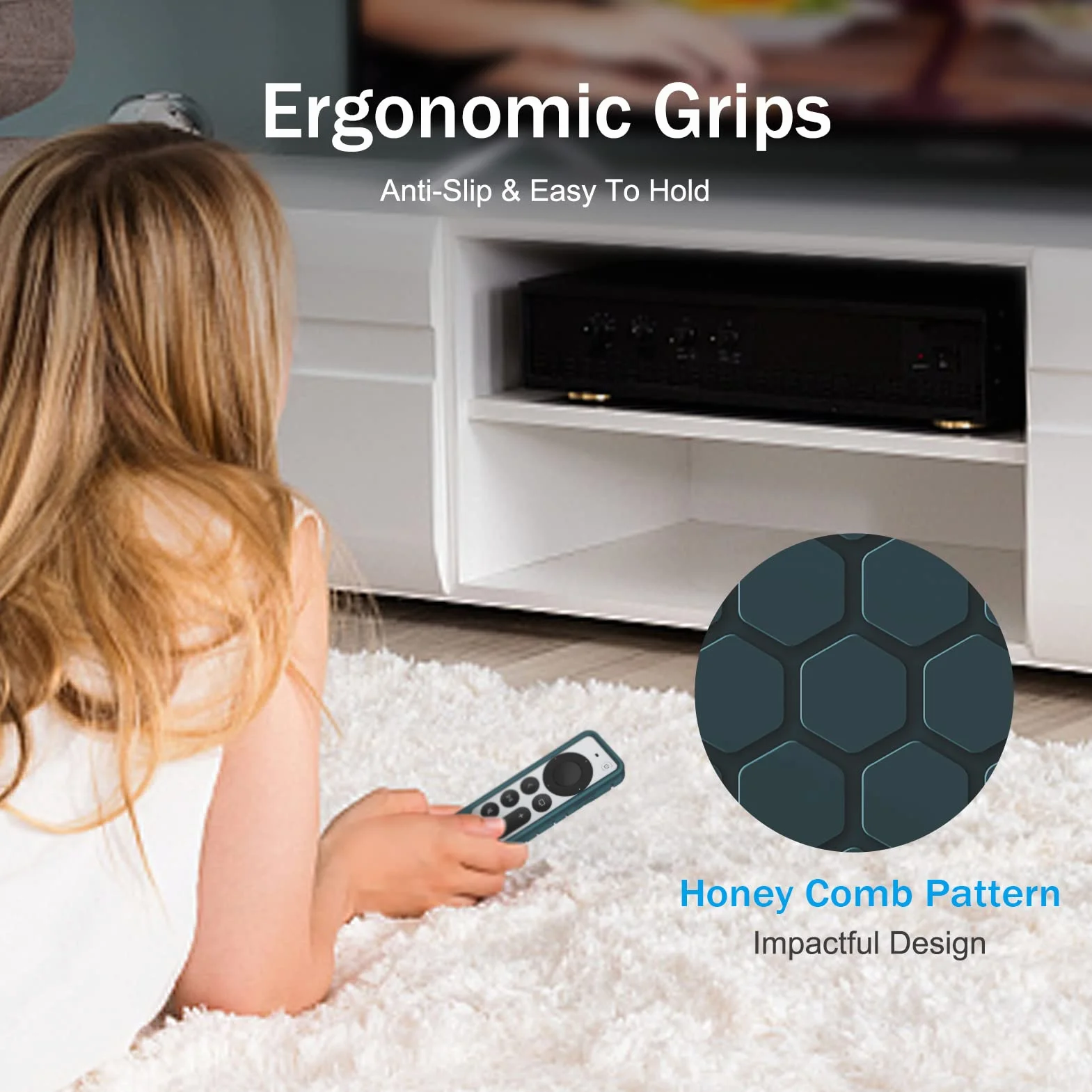 Fintie Etui ochronne do Apple TV Siri Remote 2021/2022 – grzebień miodowy, lekki, antypoślizgowy, odporny na uderzenia, silikonowy pokrowiec do pilota Apple TV 4K / HD Siri (2. generacja/3.