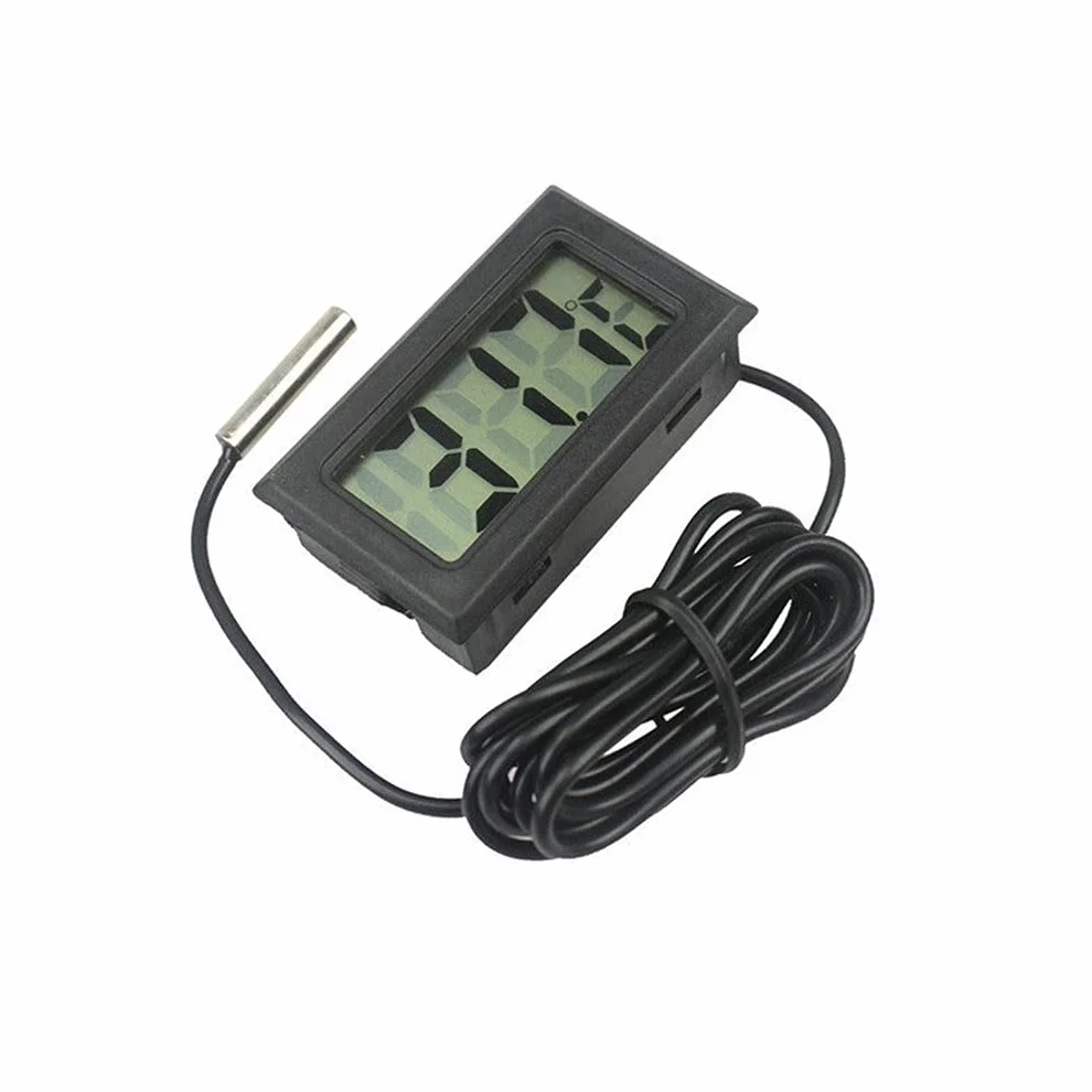 Cyfrowy termometr LCD monitor temperatury z zewnętrzną sondą do lodówki, zamrażarki, lodówki, akwarium, czarny
