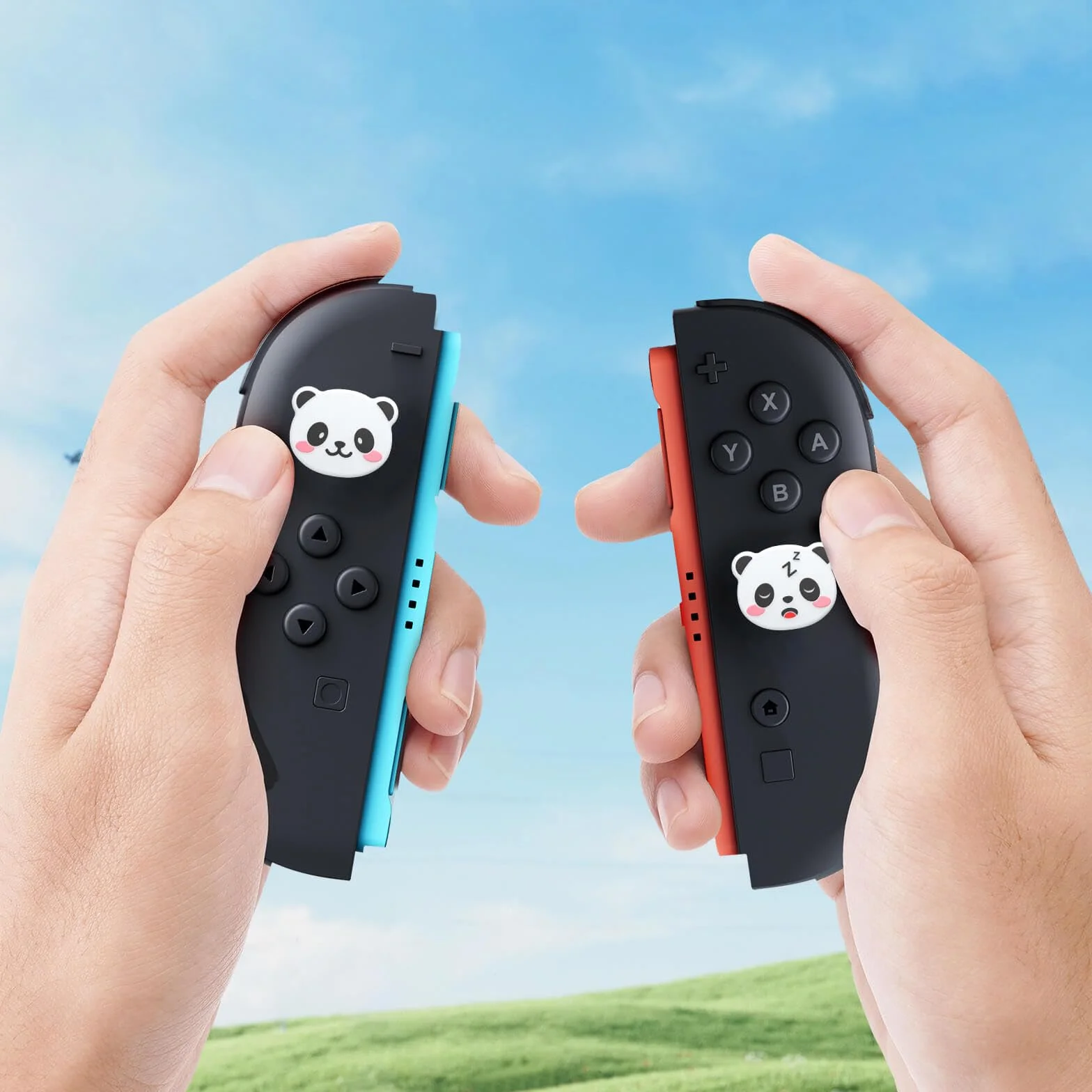 JEMDO Joystick nakładki kompatybilne z Switch 2 (2025) – zestaw 4 szt. Panda Thumb Grips z silikonu, antypoślizgowe nakładki na sztyfty odpowiednie do sterowania Joy Con, motyw zwierzęcy dla
