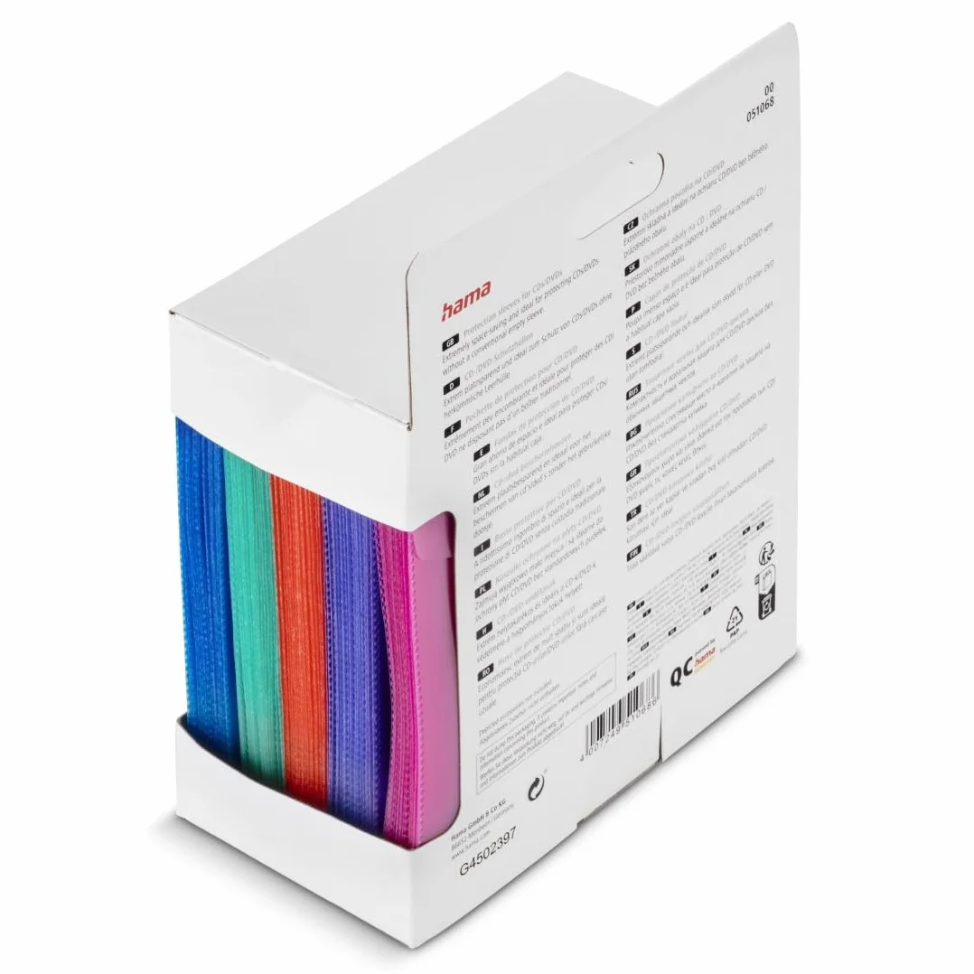 Hama | Rękawy ochronne na płyty CD/DVD | 100 sztuk | różne kolory, 00051068