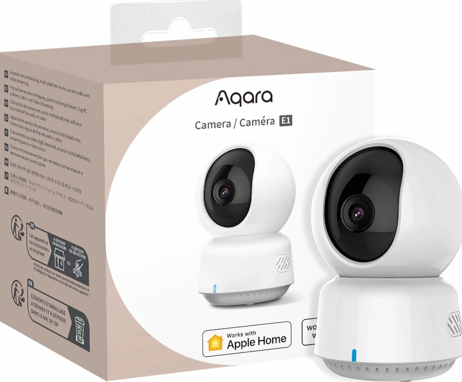 Aqara 2K Wewnętrzna Kamera Bezpieczeństwa E1, Obrót i Pochylenie, HomeKit Secure Video, Dwukierunkowe Audio, Widzenie Nocne, śledzenie osób, Obsługuje HomeKit, Alexa, Google, SmartThings i IFTTT