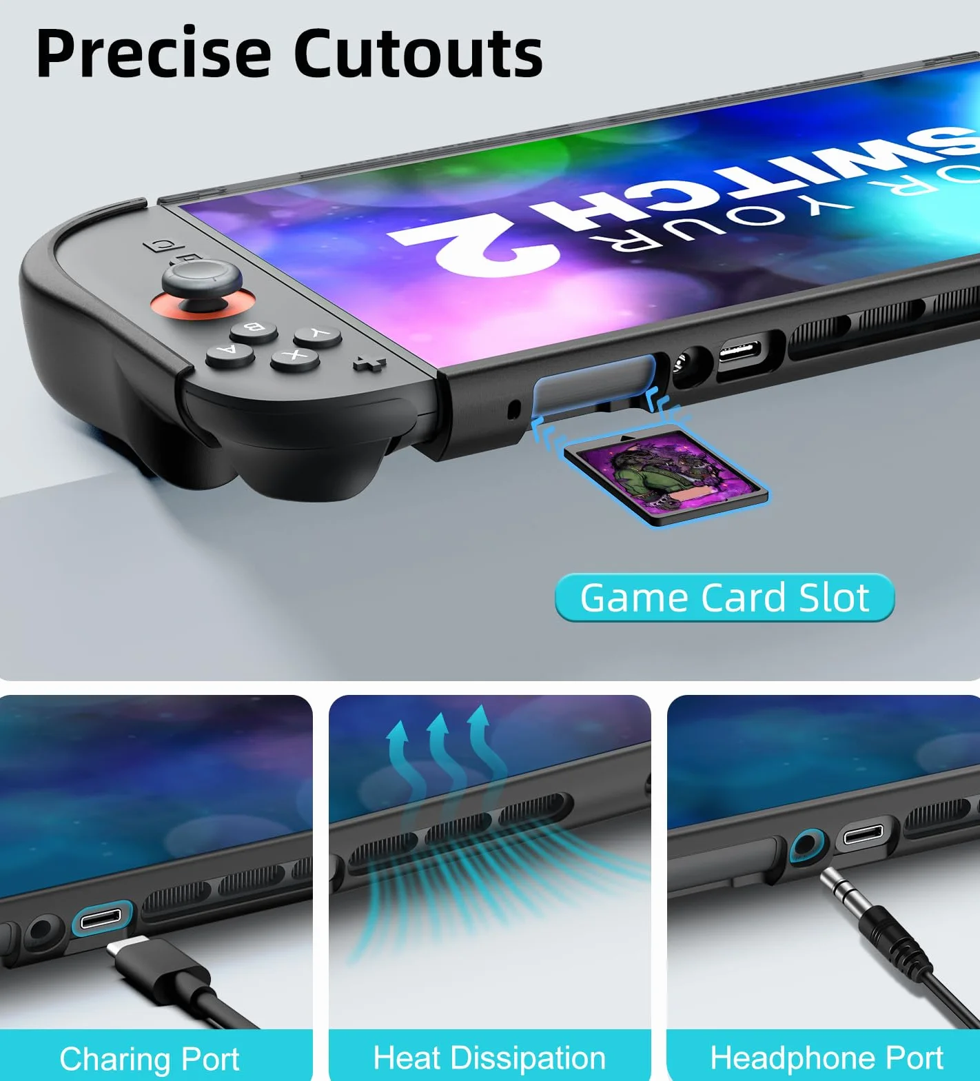TiMOVO Dockable Case for Nintendo Switch 2 2025, TPU Grip Protective Case Accessories with Quick-Release Design for Switch 2, Anti-Scratch Shockproof Console Hard Cover, Black