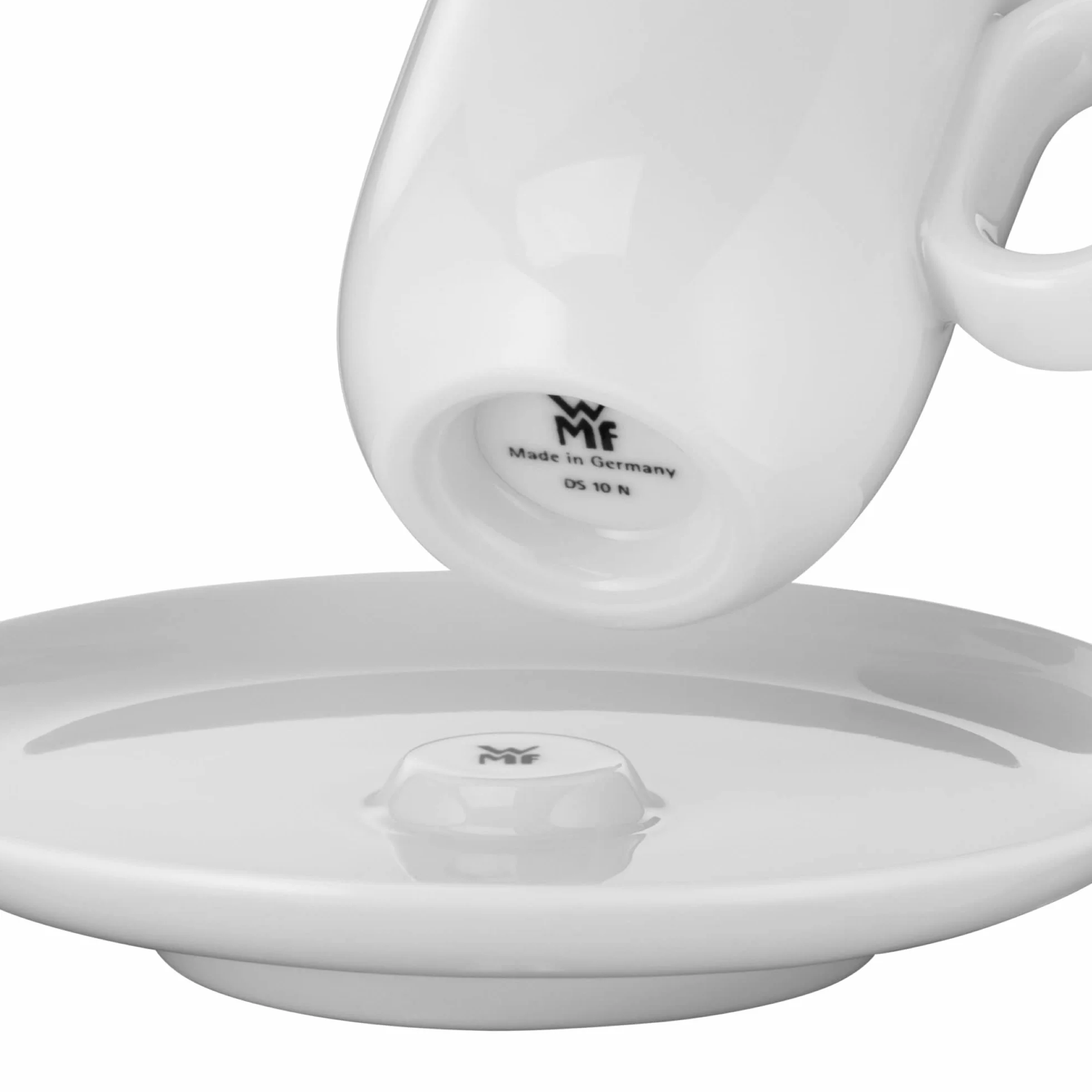 WMF Barista 4-częściowy zestaw filiżanek do kawy, dwie filiżanki do kawy 60 ml, ze spodkami do espresso, porcelany, szklanek do kawy, filiżanek do espresso, nadają się do mycia w zmywarce, kolor biały