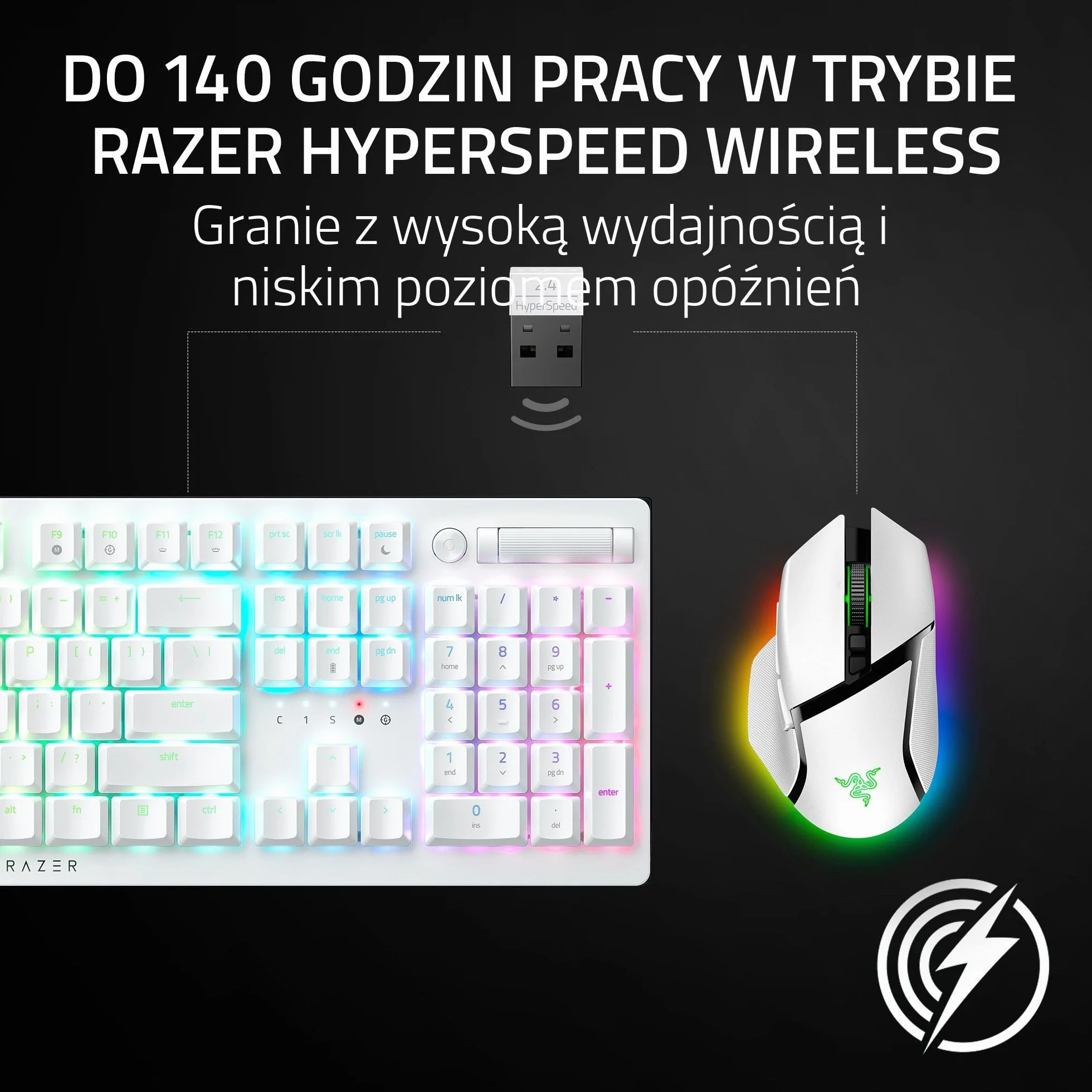 Razer Basilisk V3 Pro 35K Biała bezprzewodowa ergonomiczna mysz do gier z czujnikiem optycznym 35K