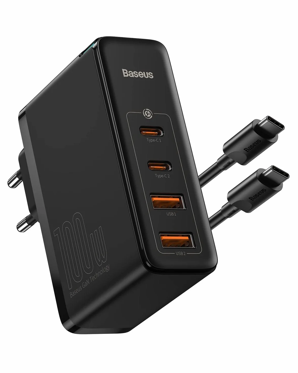 Baseus Ładowarka USB C, 100 W, 4 porty, GaN PD, zasilacz sieciowy 100 W, kompatybilna z MacBook Pro Air iPhone 16 Pro 15 14 13 Laptop iPad Samsung S25 Ultra