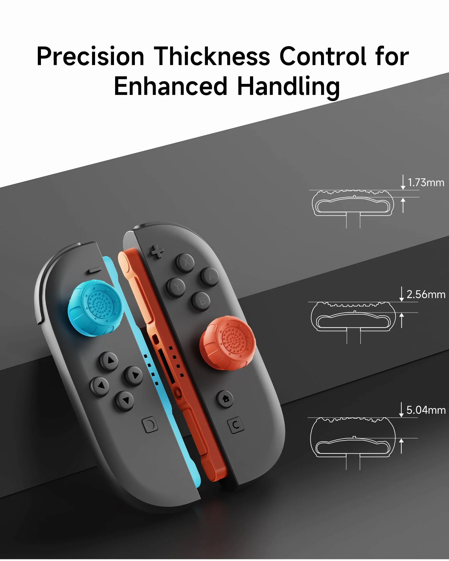 JEMDO Uchwyty na kciuki kompatybilne z Nintendo Switch 2 (2025) – 6 sztuk, niebieskie i pomarańczowe