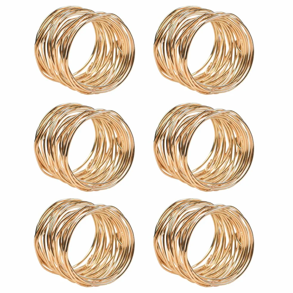 Złote metalowe pierścienie na serwetki zestaw 4,2 x 3,6 cm dekoracja