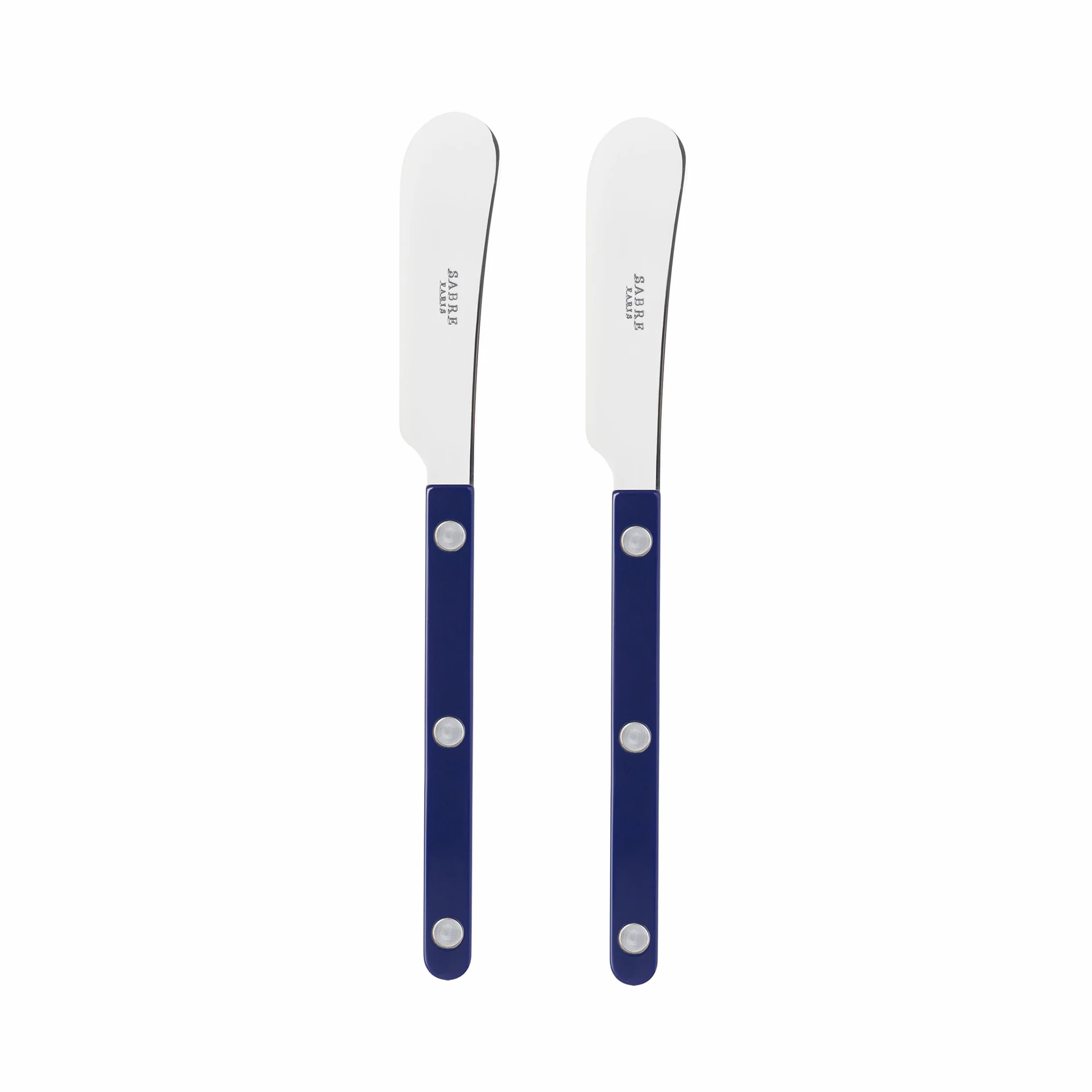 SABRE PARIS - Zestaw 2 noży do masła 14 cm - Bistrot - idealne do smarowania - stal nierdzewna i nylon - można myć - granatowy