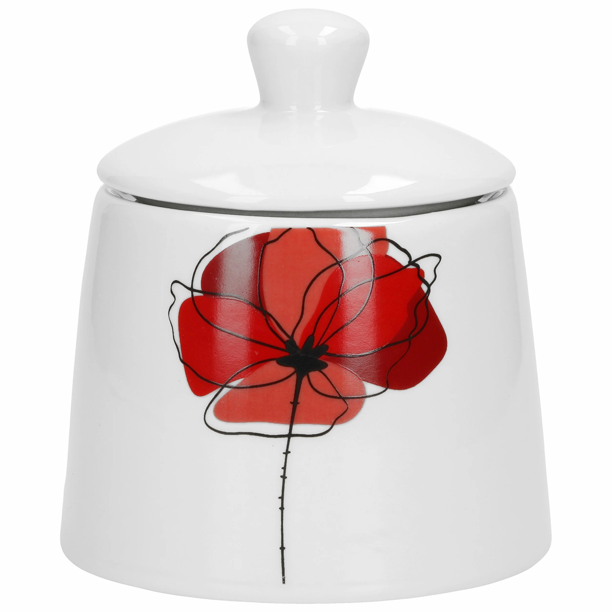 Van Well Zestaw cukru i mleka Monika | cukiernica z pokrywką | dzbanek na mleko | mleko i cukier | mak czerwony | szlachetne naczynia porcelanowe | gastronomia