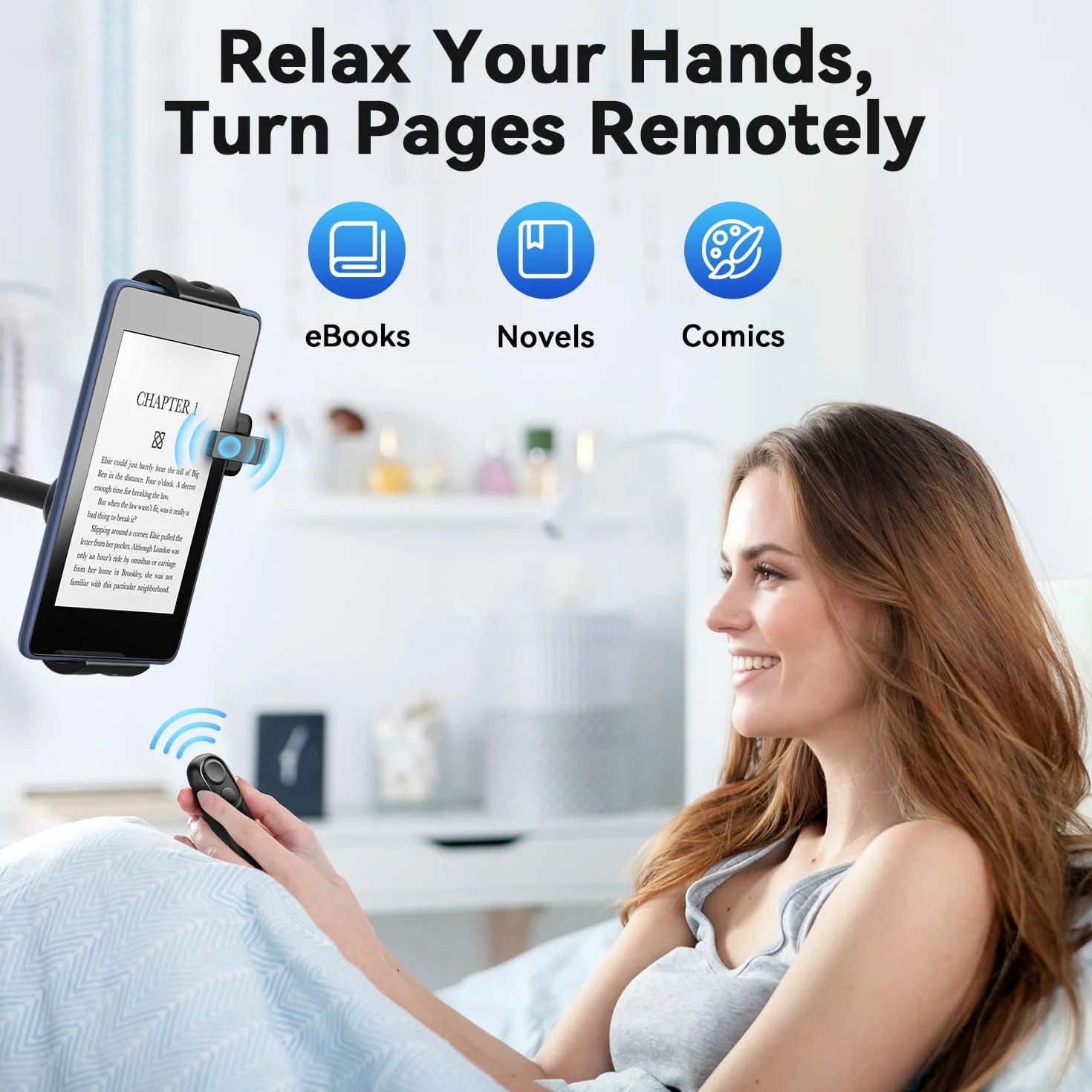 zdalne przewracanie stron dla Kindles, kontroler e-czytnika dla iPad iPhone Android-Phone/tablet, czytanie e-booków, powieści komiksowych, Akcesoria do Kindle, HKRC003, Czarny