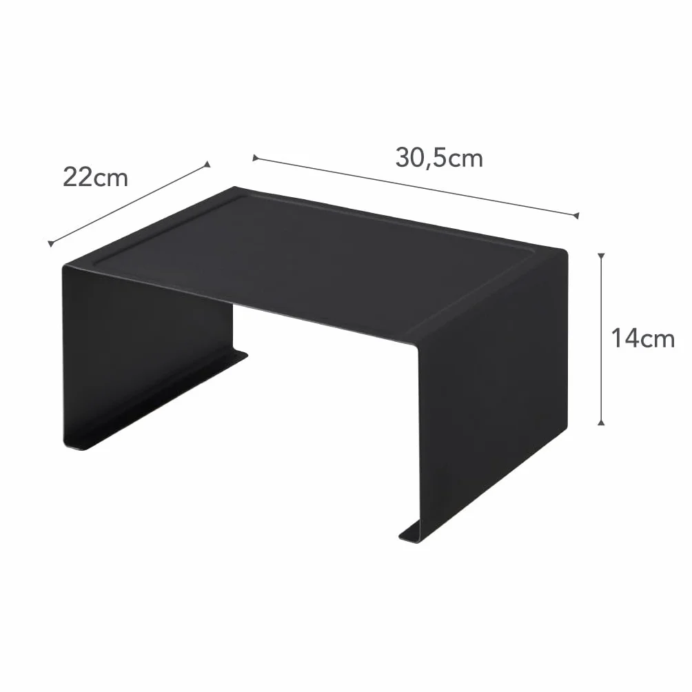 YAMAZAKI 3790-P Blat domowy stojak kuchenny do układania w stos, organizer do przechowywania, półka na blat, stal | duży | podstopienie, czarny