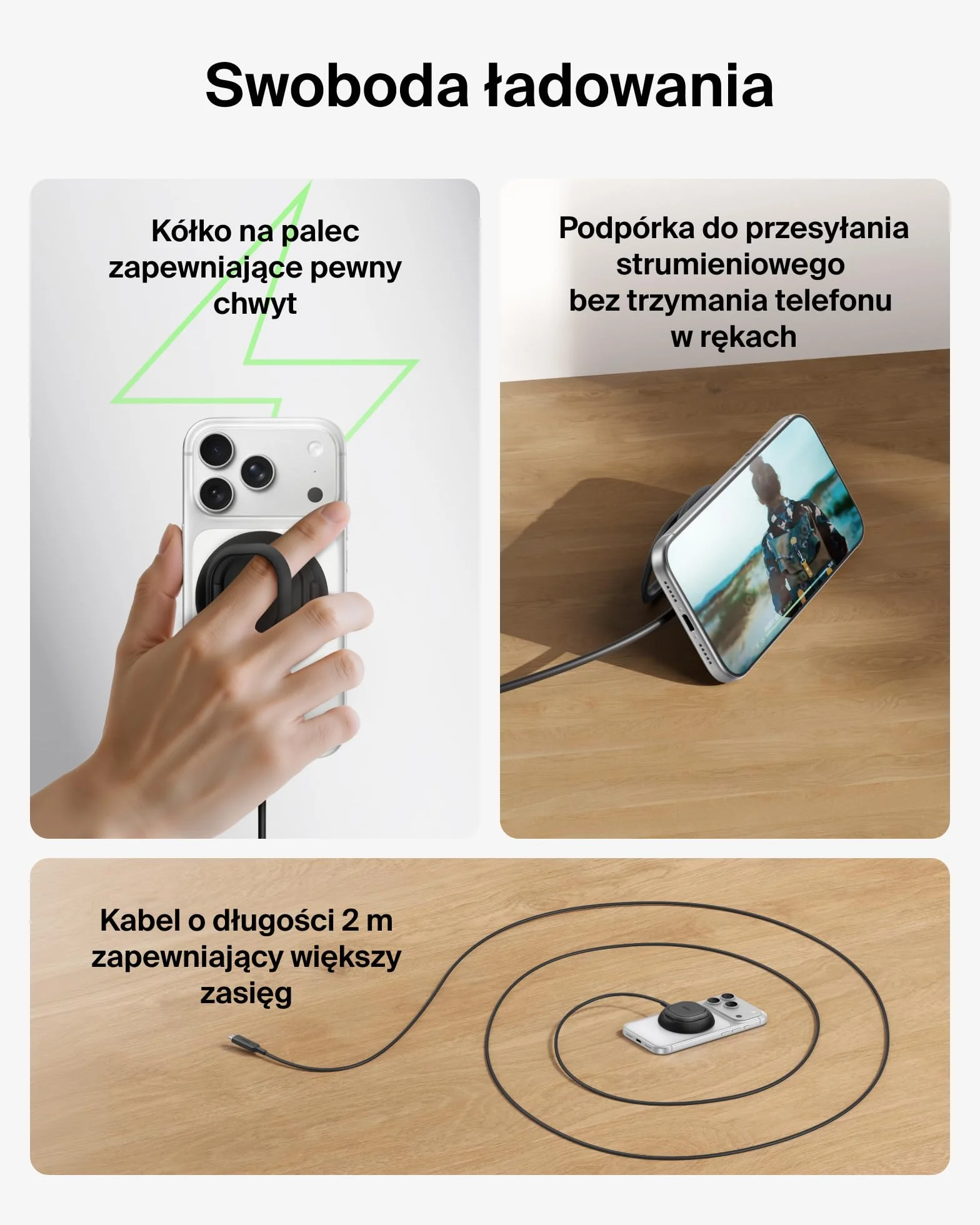 Belkin UltraCharge Ładowarka Magnetyczna z Qi2 25 W, Zgodna z MagSafe Podkładka do Ładowania Bezprzewodowego z Pasywnym Chłodzeniem, Podstawka do iPhone’a Serii 17, Pixelsnap, AirPods Pro – Czarna