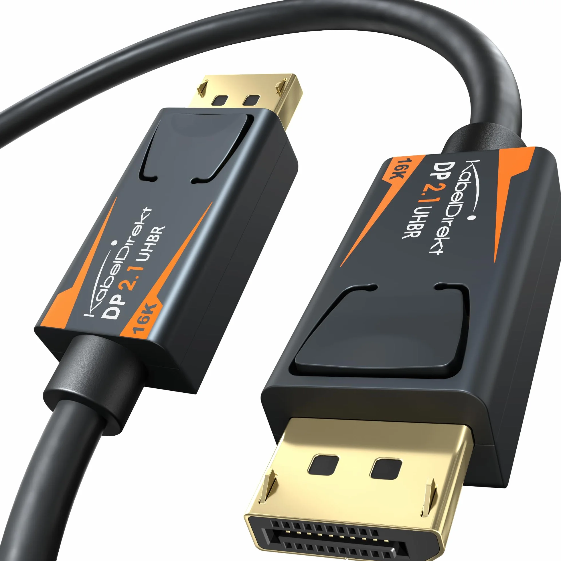 KabelDirekt – Kabel DisplayPort 2.1/DP 2.1 – 1,5m – UHBR, DP80 (80 Gb/s) dla PC Gamingowych/Kart Graficznych z FreeSync/G-Sync, Wysoka Rozdzielczość i Szybkość Klatek: 16K@60Hz, 8K@120Hz, 4K@240Hz