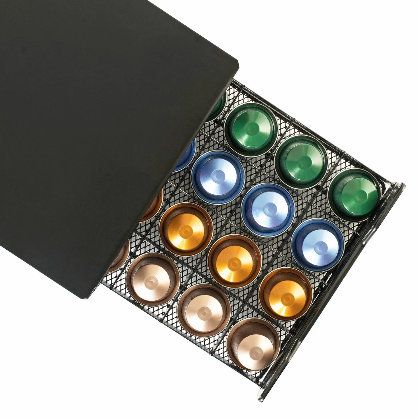 HiveNets Szufladka na kapsułki do Nespresso Original, metalowy uchwyt do przechowywania 40 kapsułek