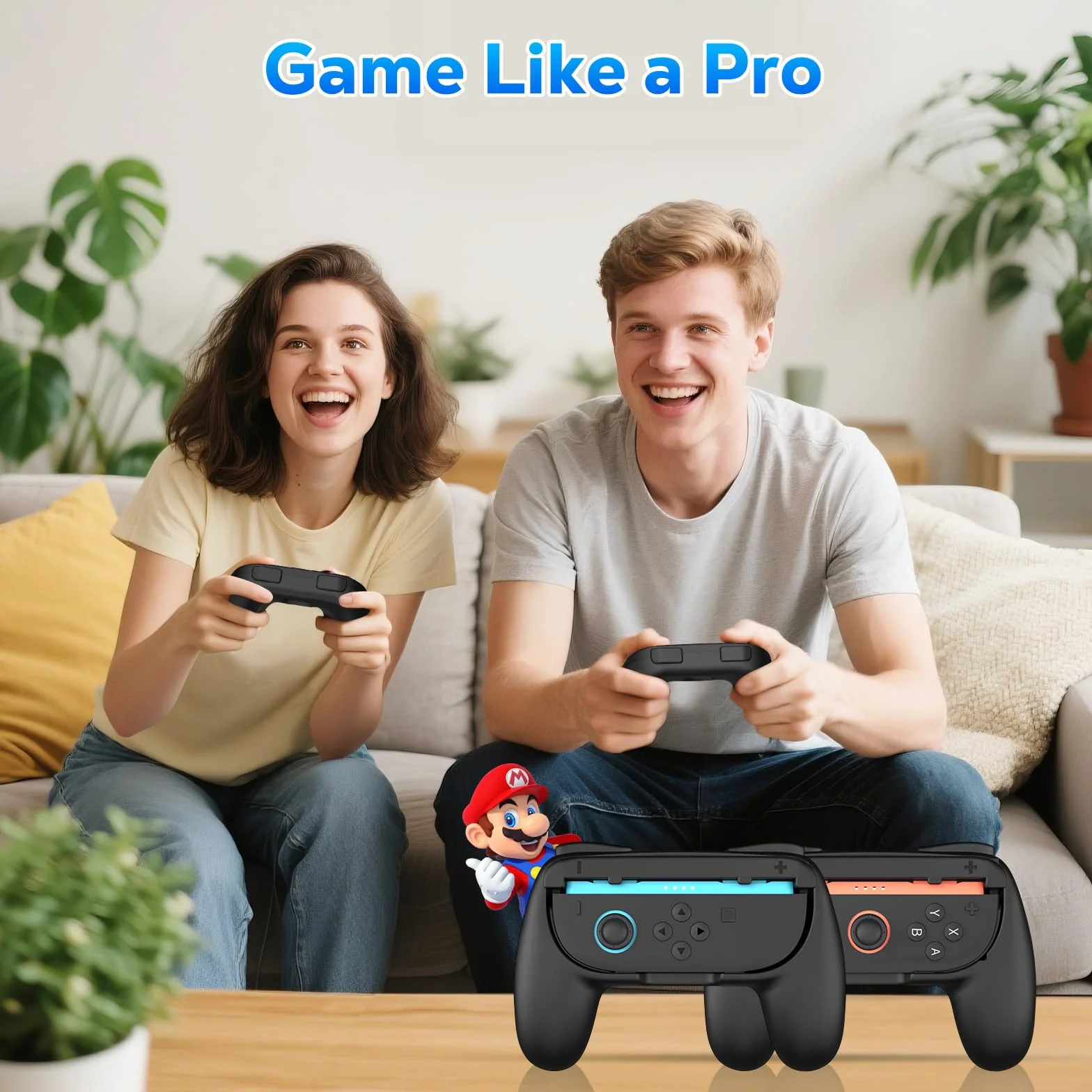MoKo Grips for Nintendo Switch 2 Joy-Con, 2-Pack Ergonomic Joy-Con Grips for Switch 2, Anti-Slip Handle Kit Accessories, Black