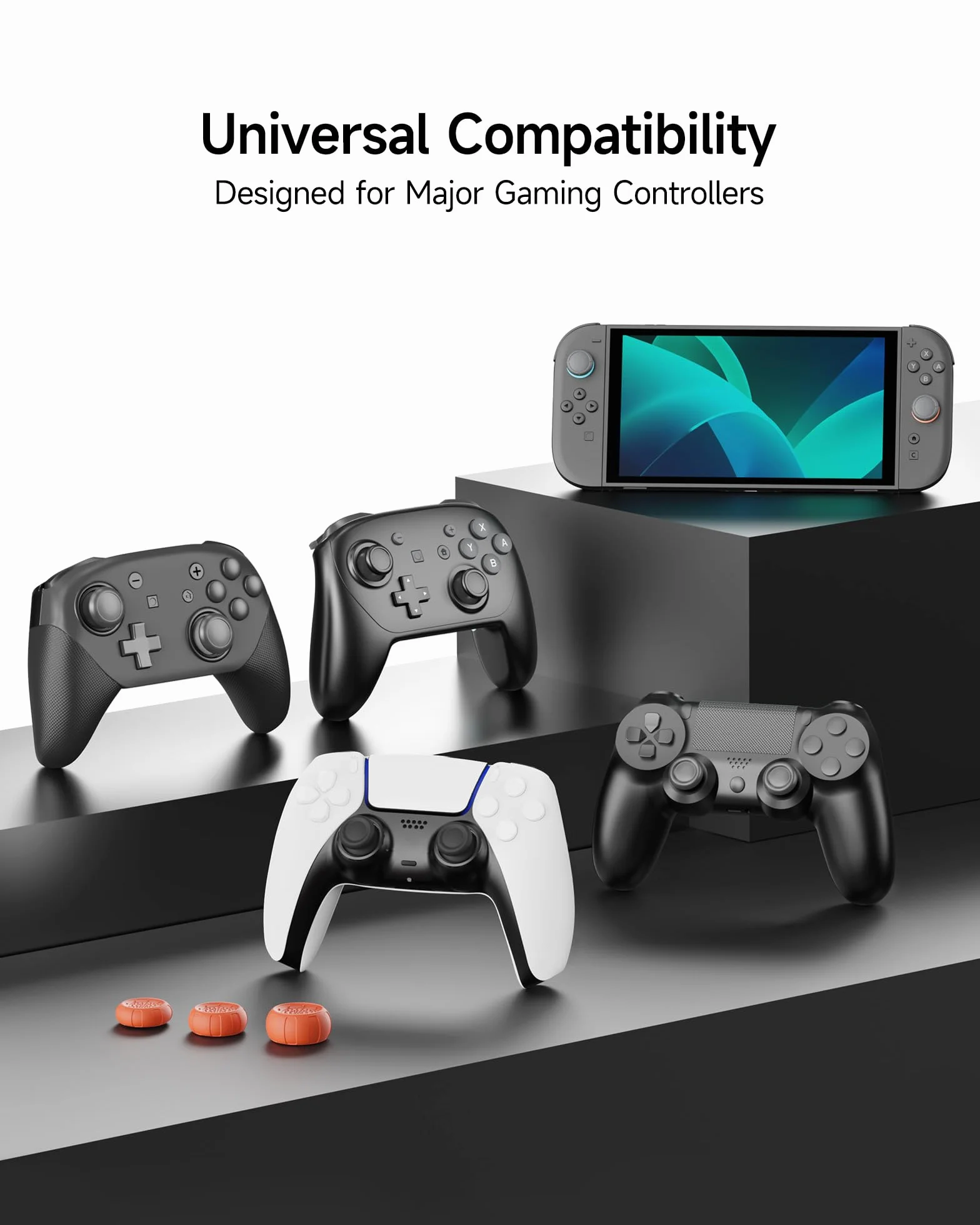 JEMDO Uchwyty na kciuki kompatybilne z Nintendo Switch 2 (2025) – 6 sztuk, niebieskie i pomarańczowe