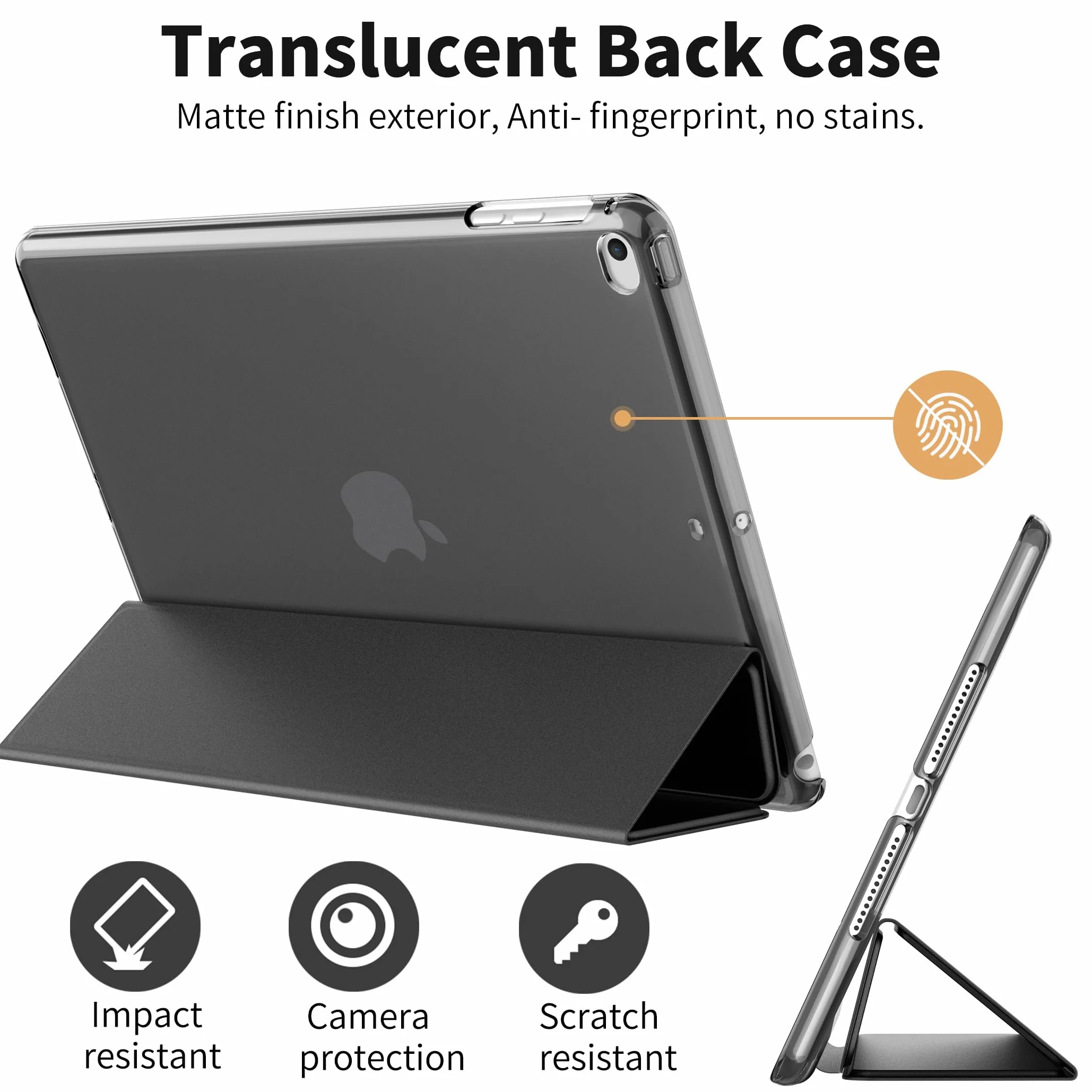 EasyAcc Etui na iPada 9,7 cala 6. generacji/5. generacji (nie do iPada Air 5. generacji) / iPad Air 2 / iPad Air ze stojakiem ochronnym pokrowiec, twardy futerał PC do iPada 9,7 2018 2017, czarny