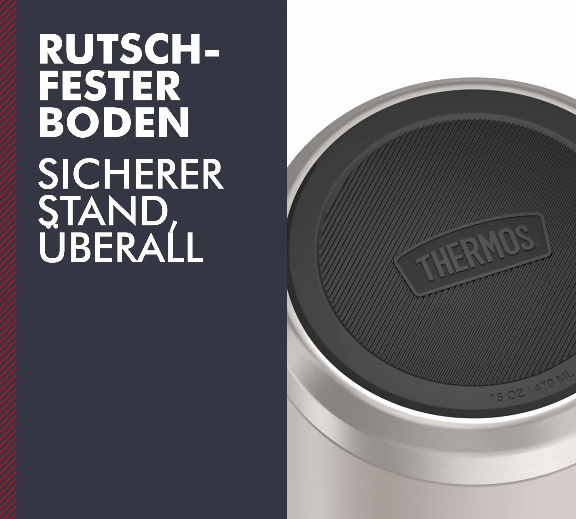Thermos ICON Food Jar 0,47 l, beżowy matowy piaskowy kamień, naczynie do jedzenia 470 ml, podwójne ścianki ze stali nierdzewnej 18/8, utrzymuje ciepło i zimno, ze składaną łyżką, antypoślizgowe dno,