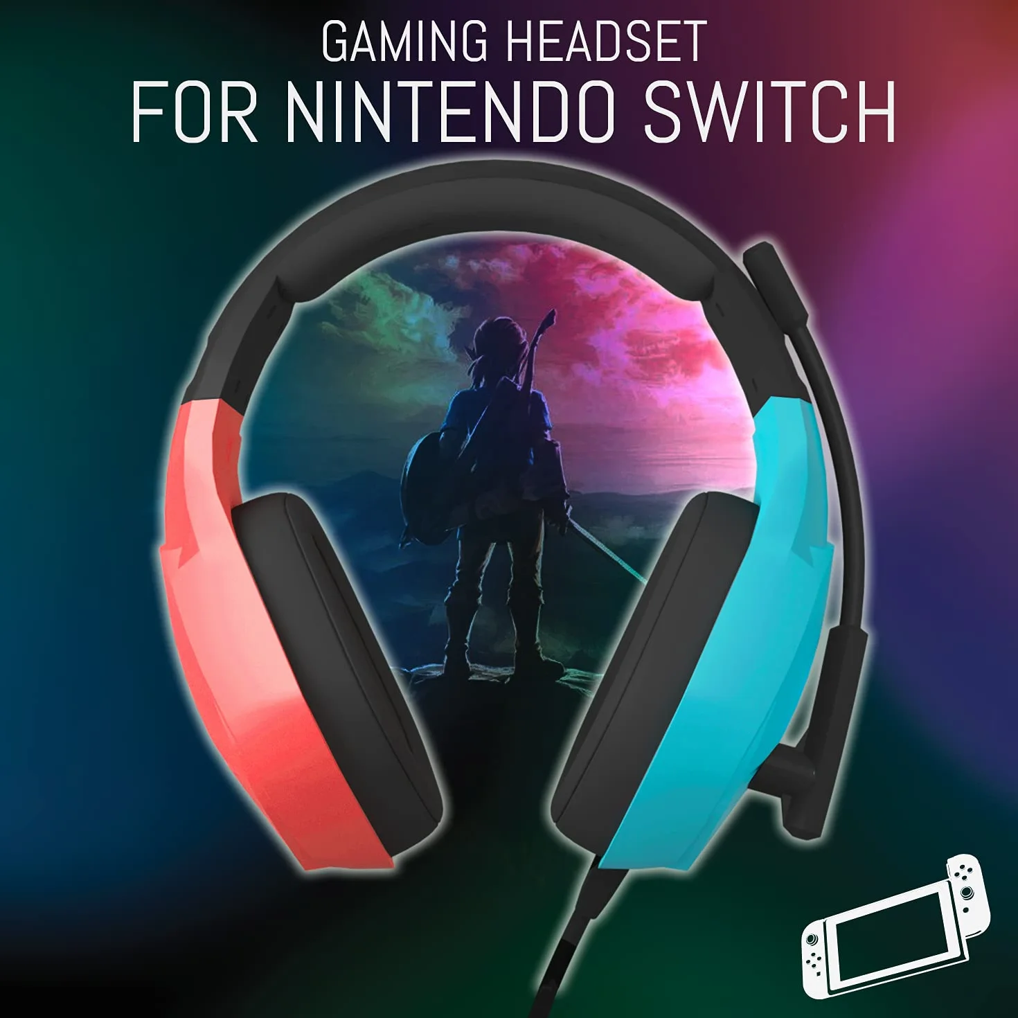 Orzly Zestaw słuchawkowy do gier z mikrofonem kompatybilny z Nintendo Switch OLED i Lite Joycon Color Match LED Light pilot Hornet RXH-20 Tanami Edition