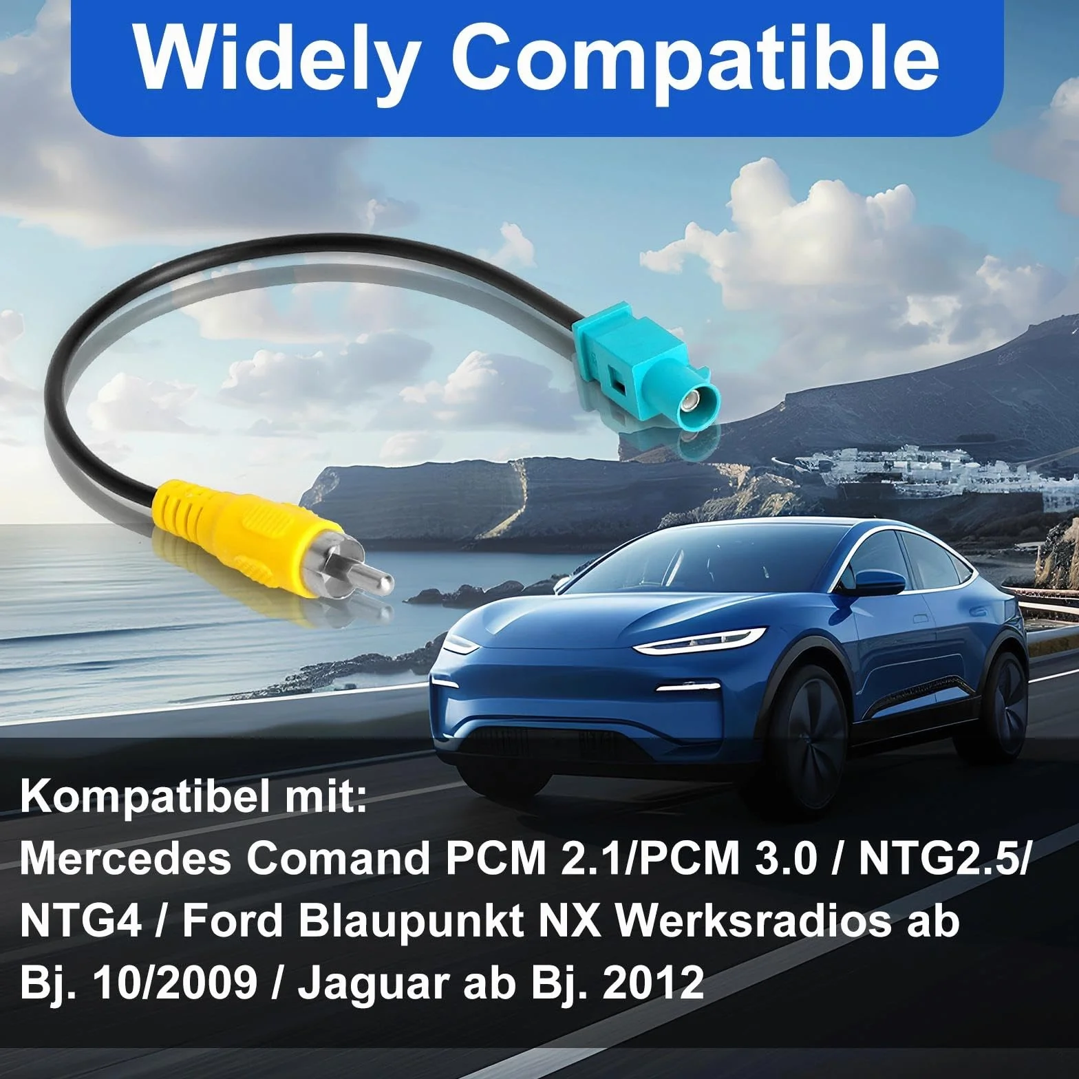 HENGBIRD fakra adapter fakra do rca adapter do kamery tylnej mercedes adapter fakra na rca cinch fakras adapter do kamery cofania, kabel adaptera wideo, 20 cm do Mercedes Comand Ford Blaupunkt NX