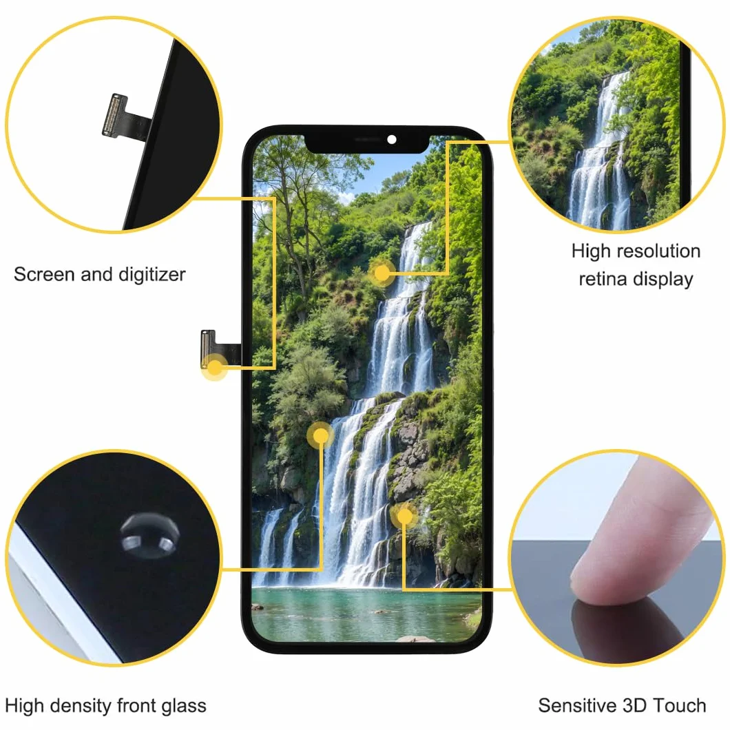 bokman Zamiennik ekranu LCD do iPhone'a 12 Pro Max, panel przedni 17.0 cm, czarny z zestawami narzędzi naprawczych