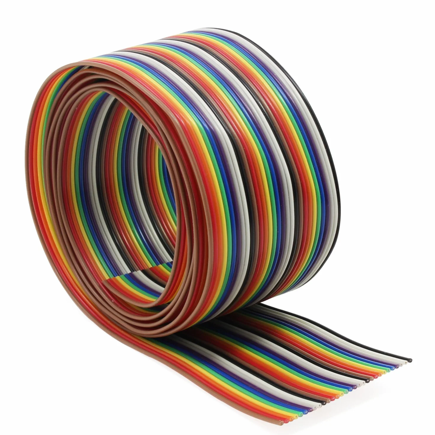 Aussel Kabel wstążkowy 30-centymetrowy 1,27 mm tęczowy kolor płaski kabel do złączy 2,54 mm (30 przewodów/3 M)