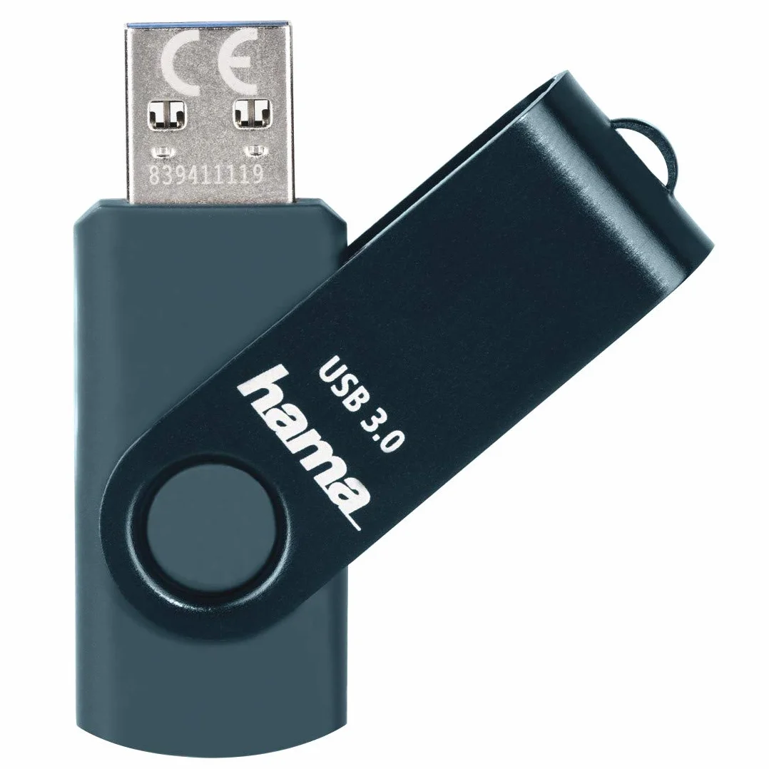 Hama pendrive dysk USB A 3.0 (64 GB, 64GB, pamięć flash, 70 MB/s, metalowy, przenośny, zewnętrzny) niebieski